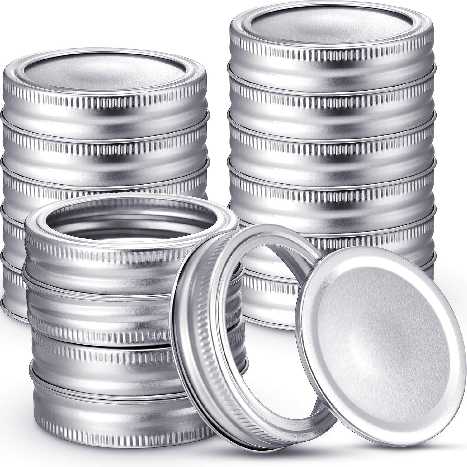 48 Pieces Canning Jar Lids and Bands for Regular Mouth Mason Jars Split-Type Lids with Silicone Seals Rings Leak-Proof Secure Mason Canning Jar Cap Compatible with Mason Jar (Silver)