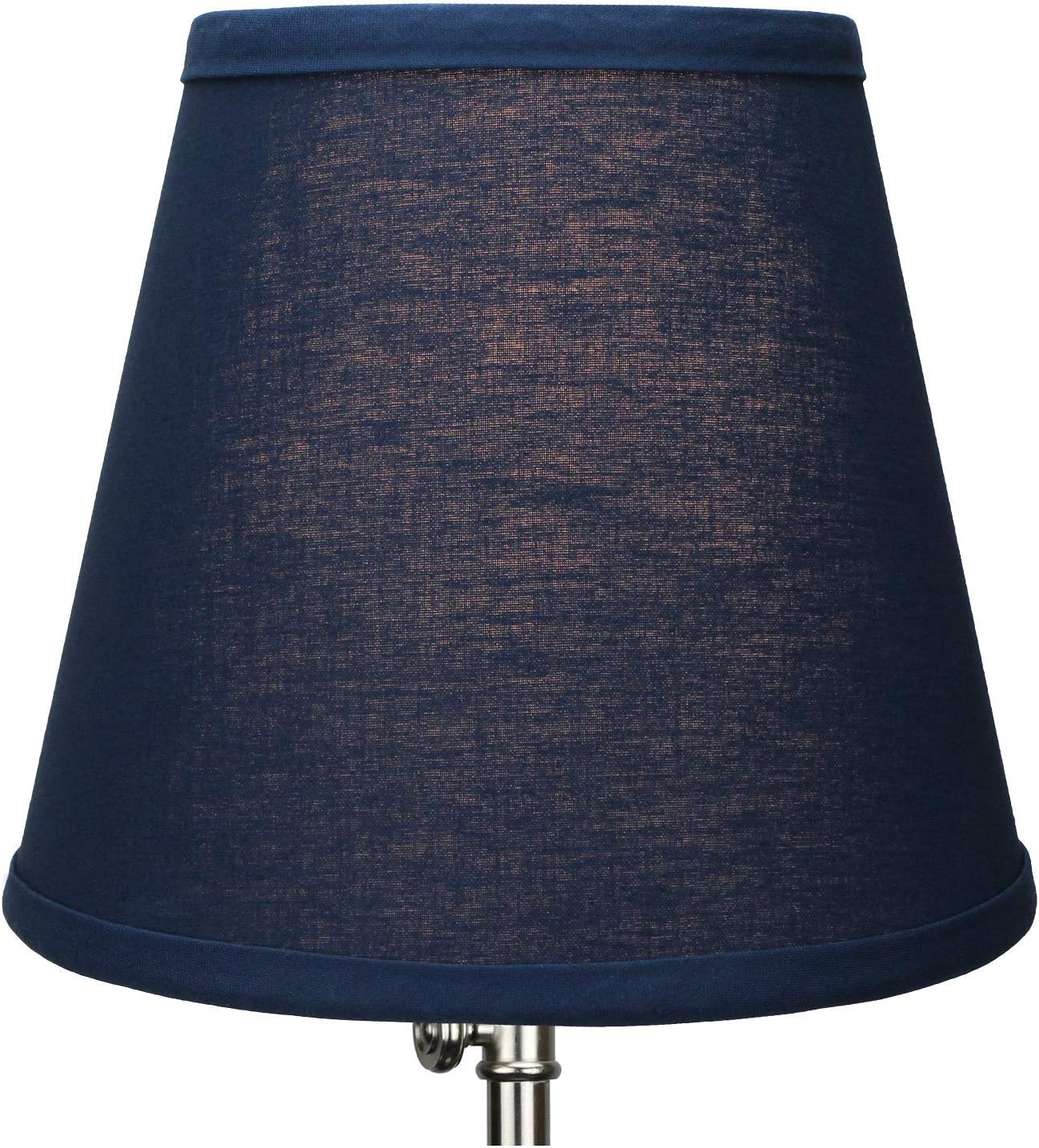 FenchelShades.com Lampshade 5" Top Diameter x 9" Bottom Diameter x 7" Slant Height with Clip-On Attachment for Standard Edison-Style Lightbulb (Linen Navy Blue)