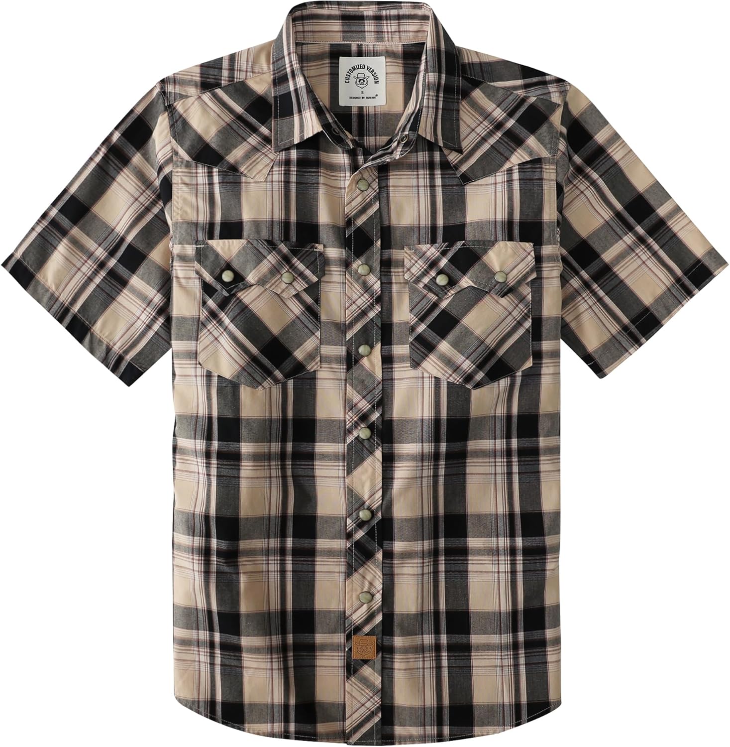 Dubinik® Pearl Snap Western Shirts for Men Short Sleeve Cowboy Plaid Shirts Men's Casual Shirt with 2 Pocket Vintage