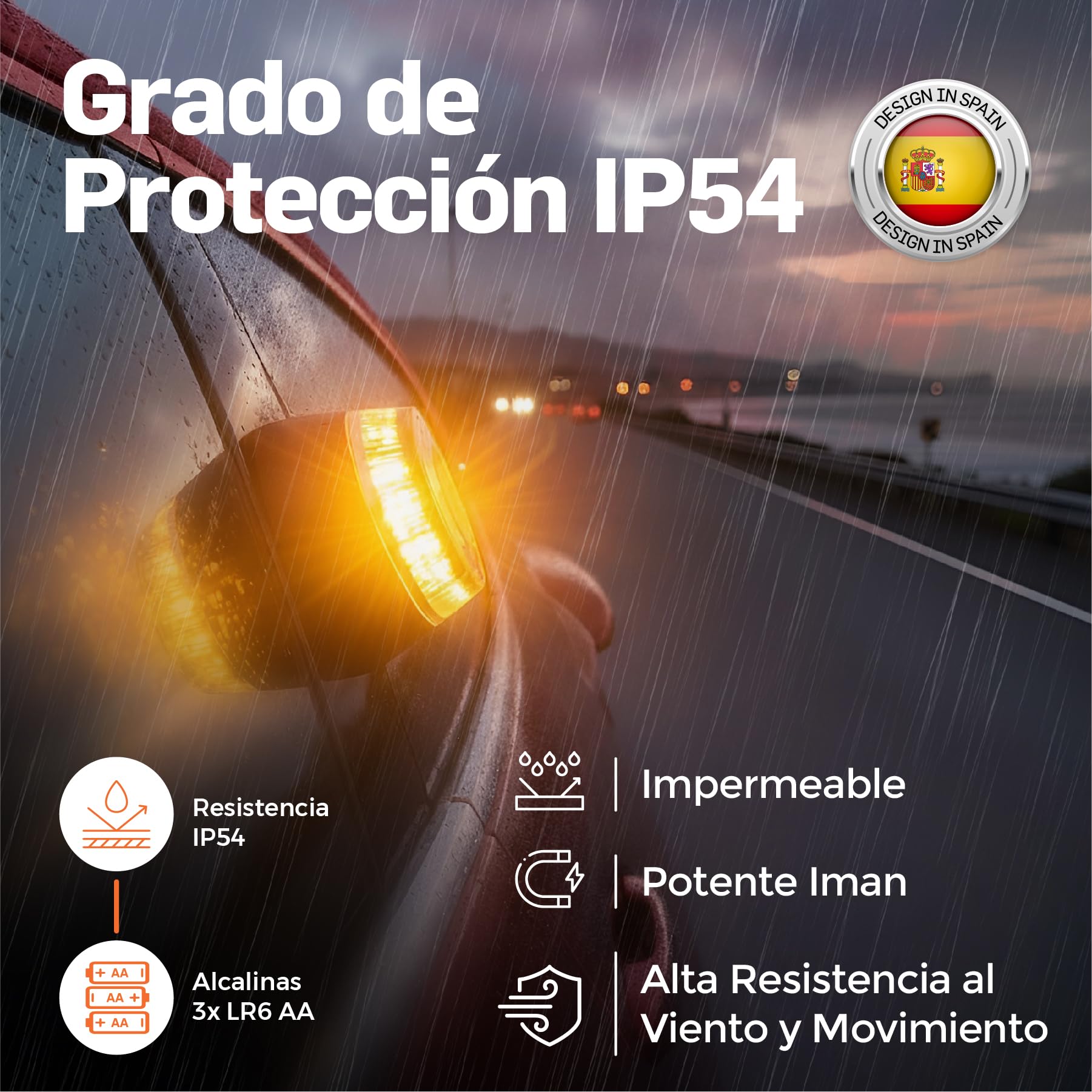 Baliza V16 Homologada DGT con Geolocalizador 3.0 | Luz Emergencia Coche Homologado DGT | V16 Conectada y Geolocalizada con SIM Incluida sin Costes hasta 2038 | Obligatoria desde 2026 Normativa DGT