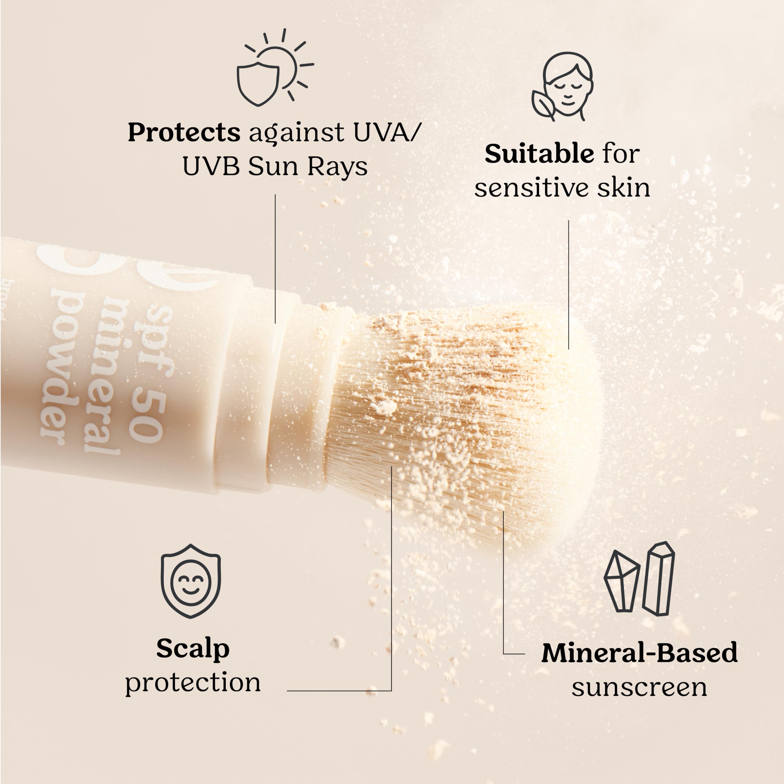 Roe Wellness Mineralny proszek przeciwsłoneczny z pędzlem SPF 50 dla dzieci, odpowiedni dla klifów, łatwy do nałożenia dla dzieci, niemowląt i rodziców