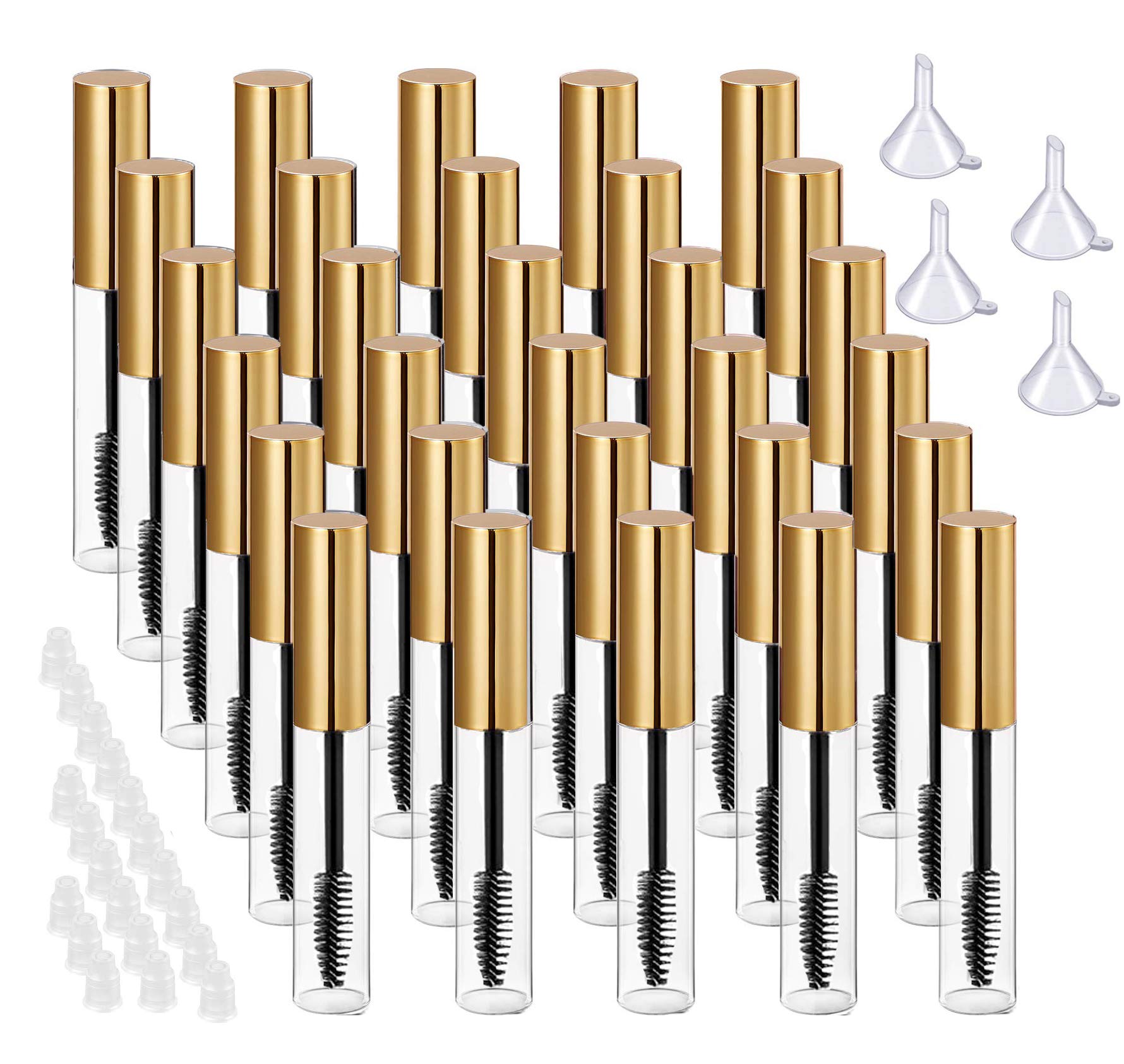 30Pcs 10ML Empty Mascara Tube and Wand Empty Mascara Containers Empty Eyelash Tubes Bottle for Castor Oil with Rubber Inse...