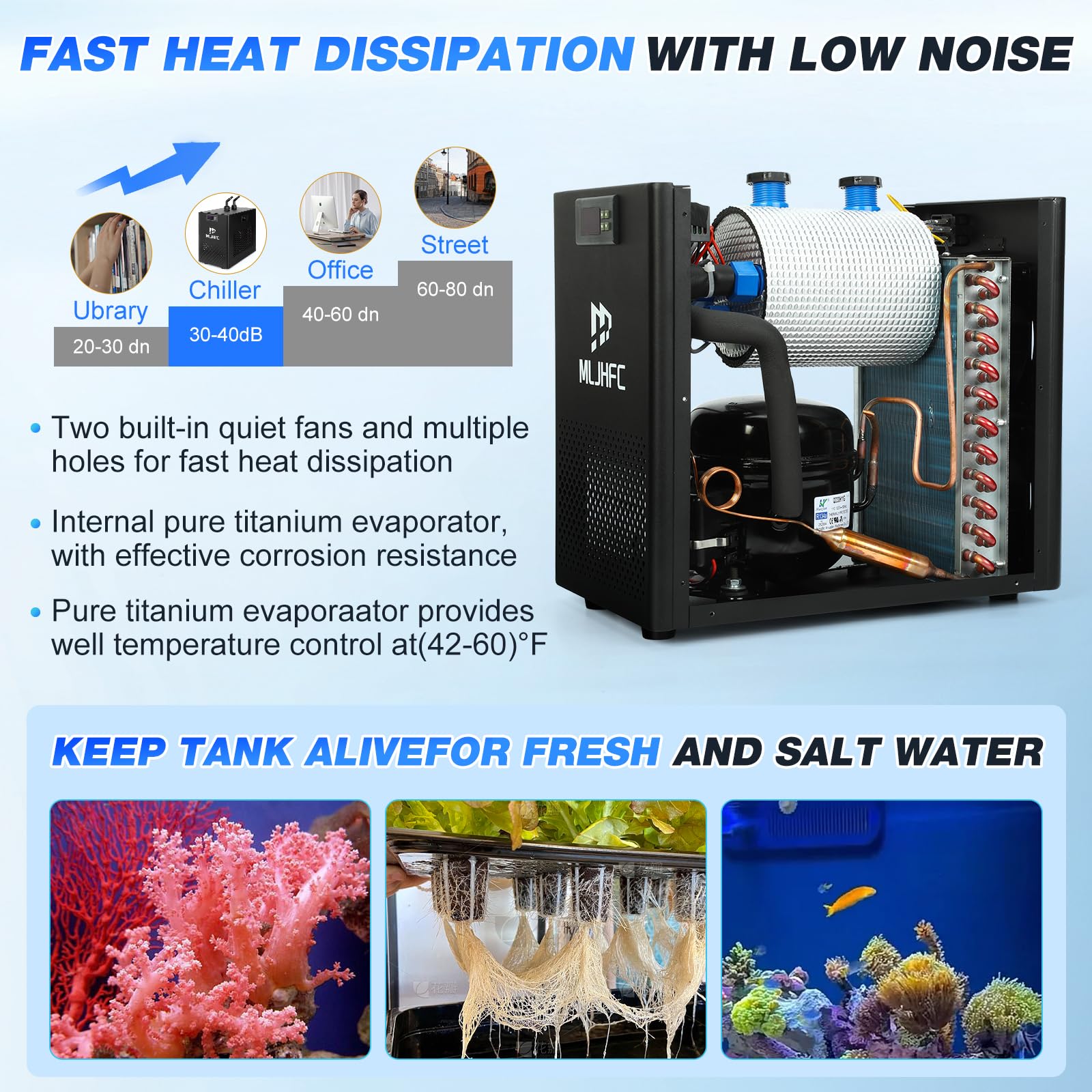 Amazon.com: MLJHFC 42Gal Aquarium Chiller 1/10HP 160L Quiet