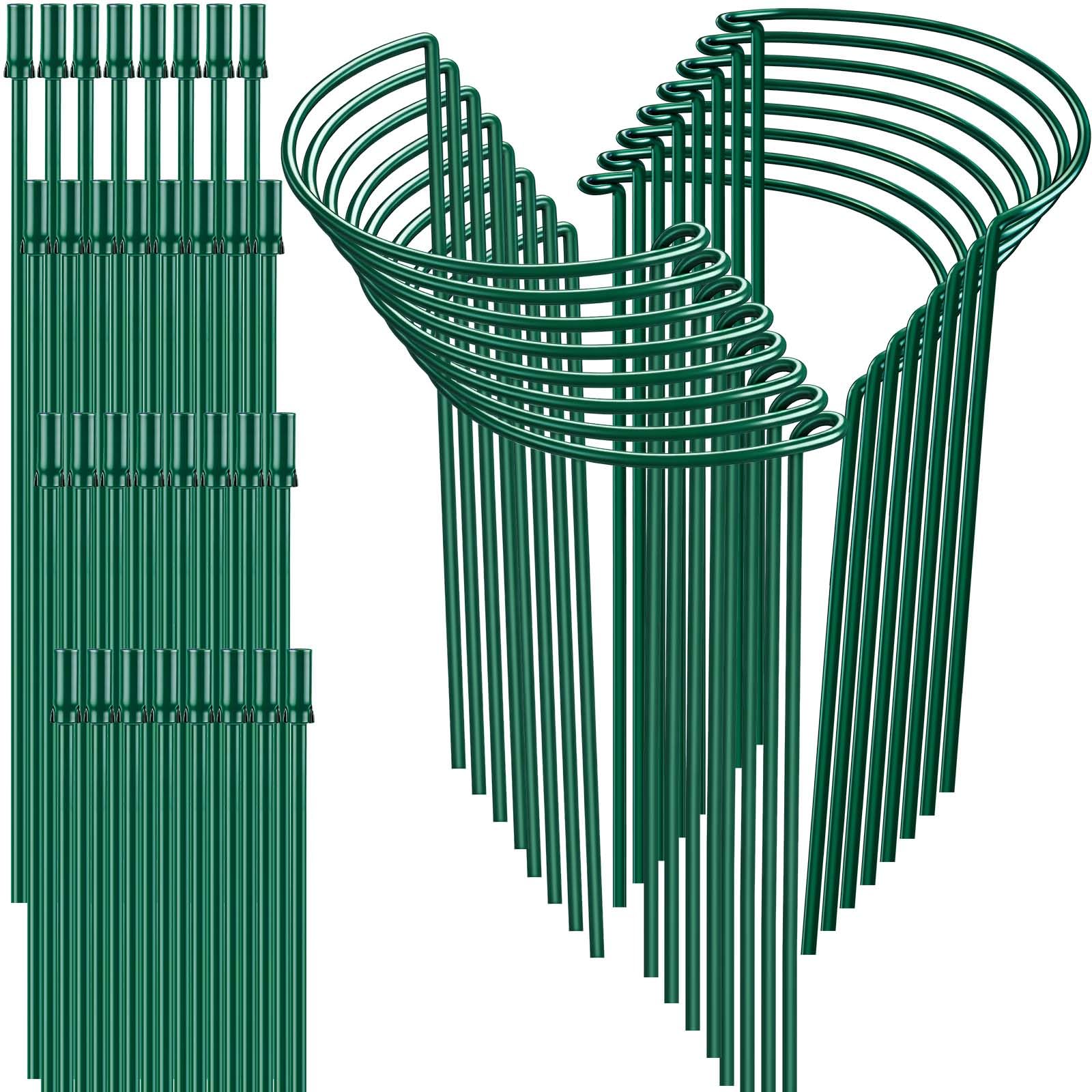 Photo 1 of 16 Pack 32 or 16 inch Adjustable Plant Support Stakes, Heavy-Duty Half Round Peony Support, Garden Plant Stakes Cage for Outdoor Plants, Peony, Tomato, Hydrangea, (16In Support +16In Extension Tubes)