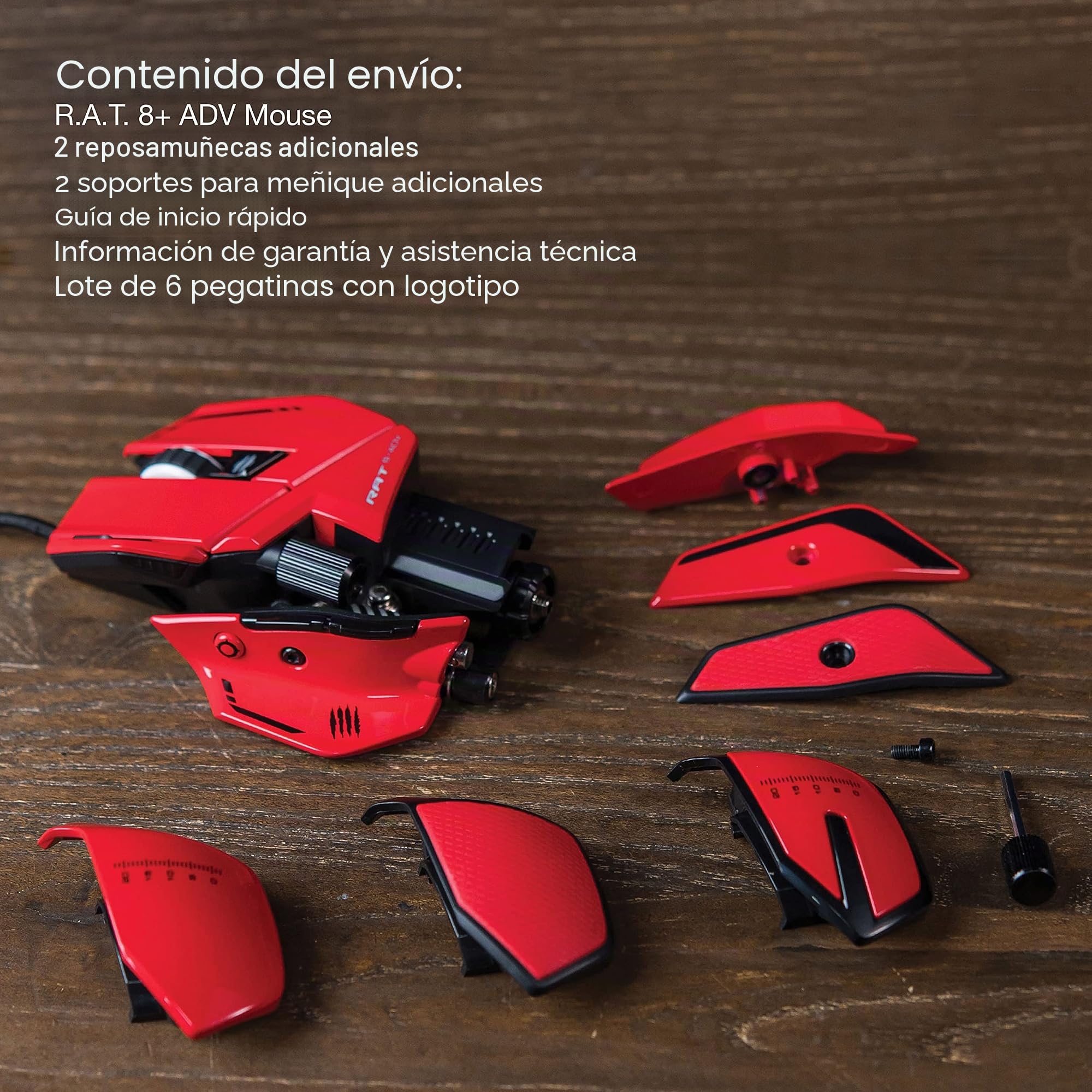 MAD CATZ Catz R.A.T. 8+ ADV - Ratón para Juegos con Cable Totalmente Ajustable, Base de Metal, 20000 dpi, 11 Botones programables, 4 perfiles de Usuario almacenados Directamente, Personaliza LED RGB,