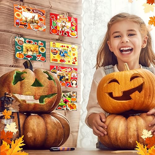 Miniatura 6 de Epakh 46 paquetes de marcos de otoño para niños, otoño, Acción de Gracias, Halloween, verano, marco de fotos de cartón colorido, marco de fotos de