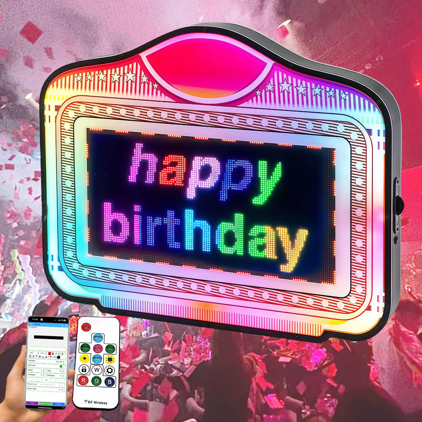 Bottle Service Sign LED Letter Bottle Presenter App Programmable Handheld Luminous Bottle Service Lights Edit Your Own Rolling Message for Night Club Party Bar