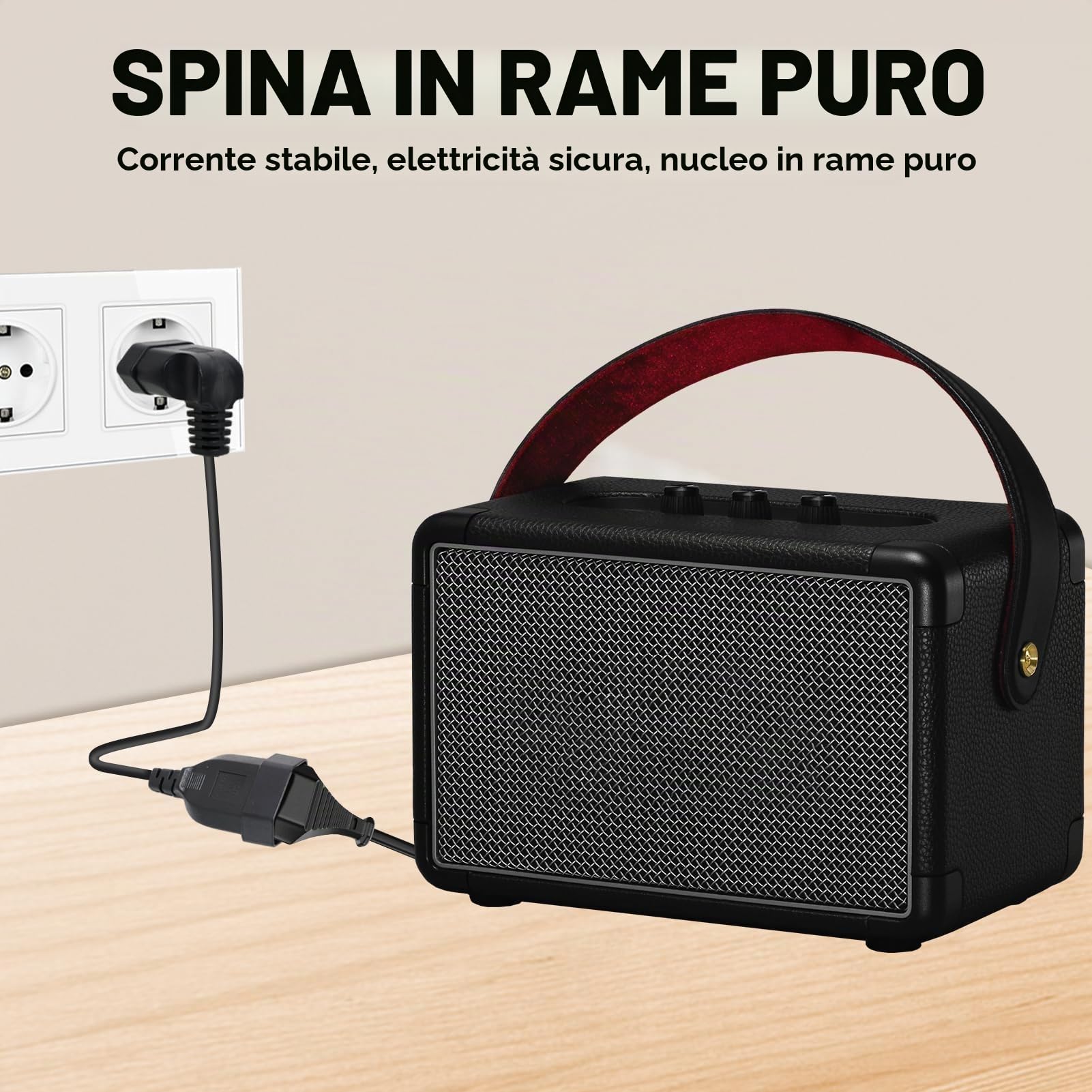 Prolunga Elettrica Universale Con Spina Piatta Tipo C – 0,3m, 2,5A, 250V Per TV, Monitor, Proiettori E Lampade