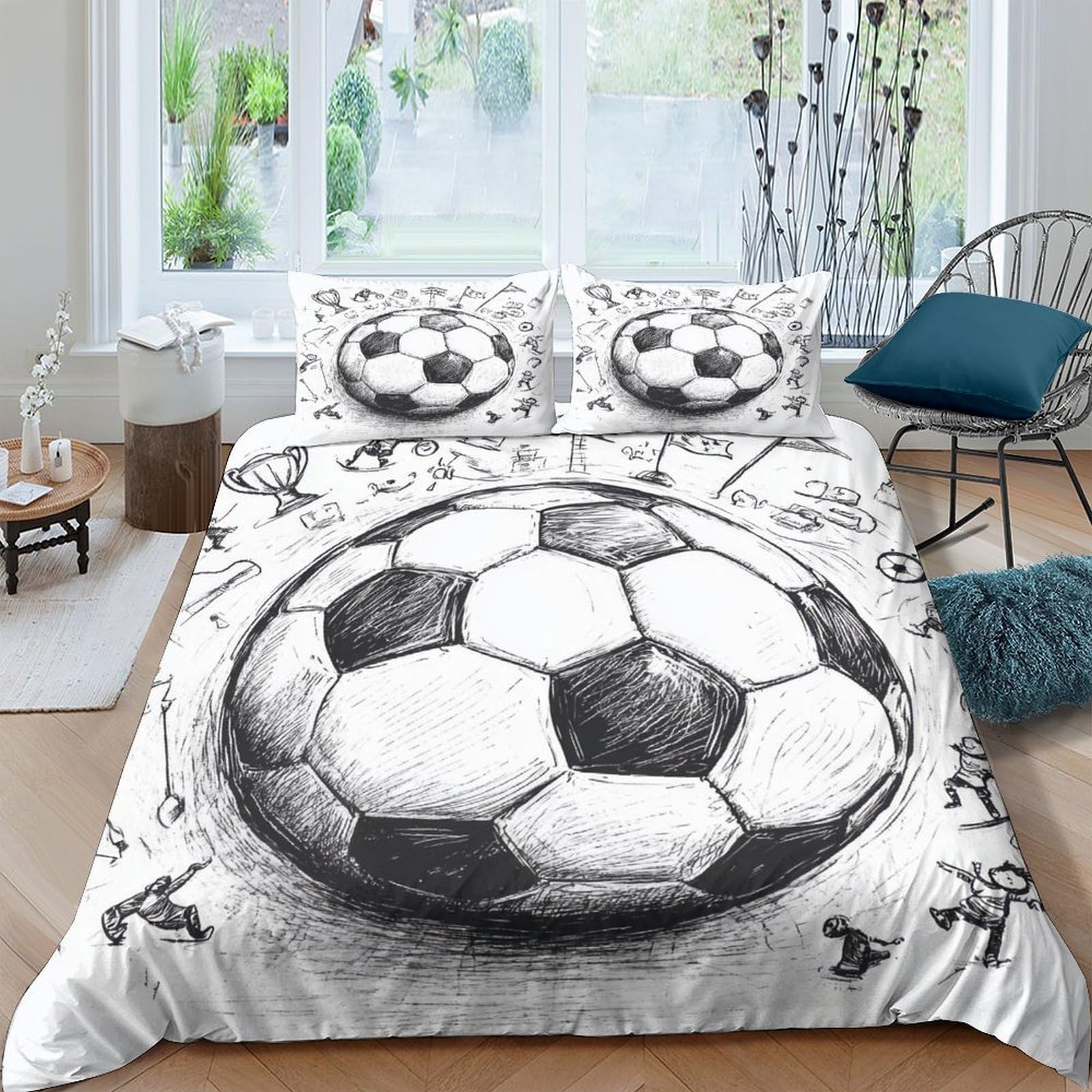 Housse de couette football pour décoration chambre adolescent