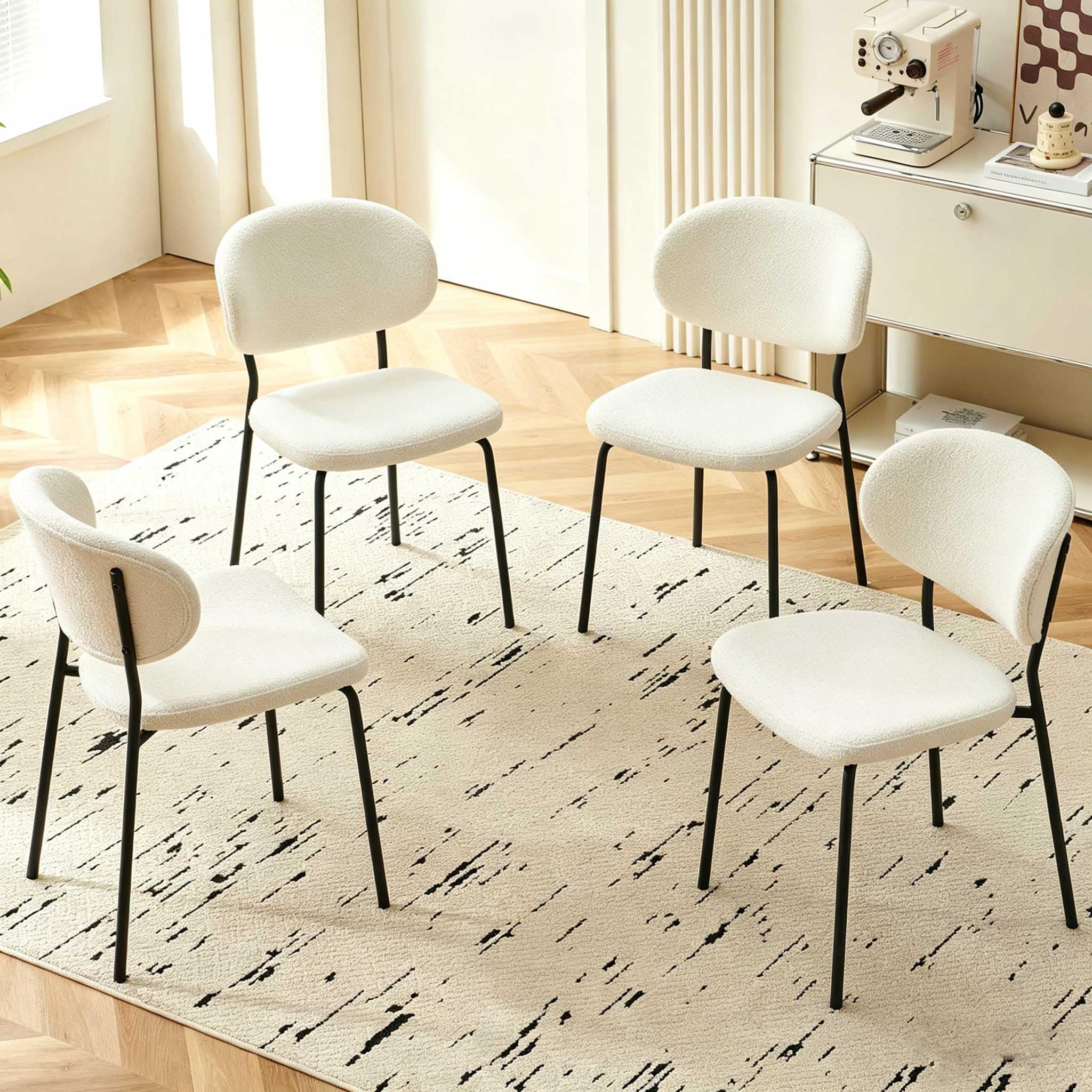 Modern Boucle Dining Chairs Set of Four