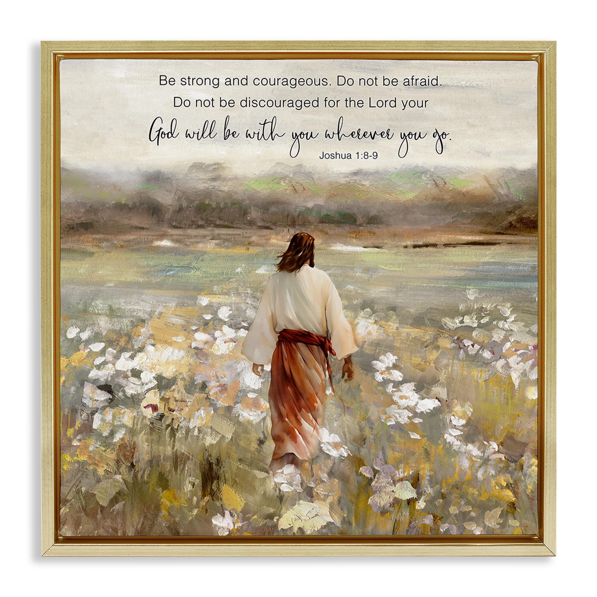Stupell Industries Metallic Gold (Matte) 'God With You Wherever'| Floating Frame Canvas Art