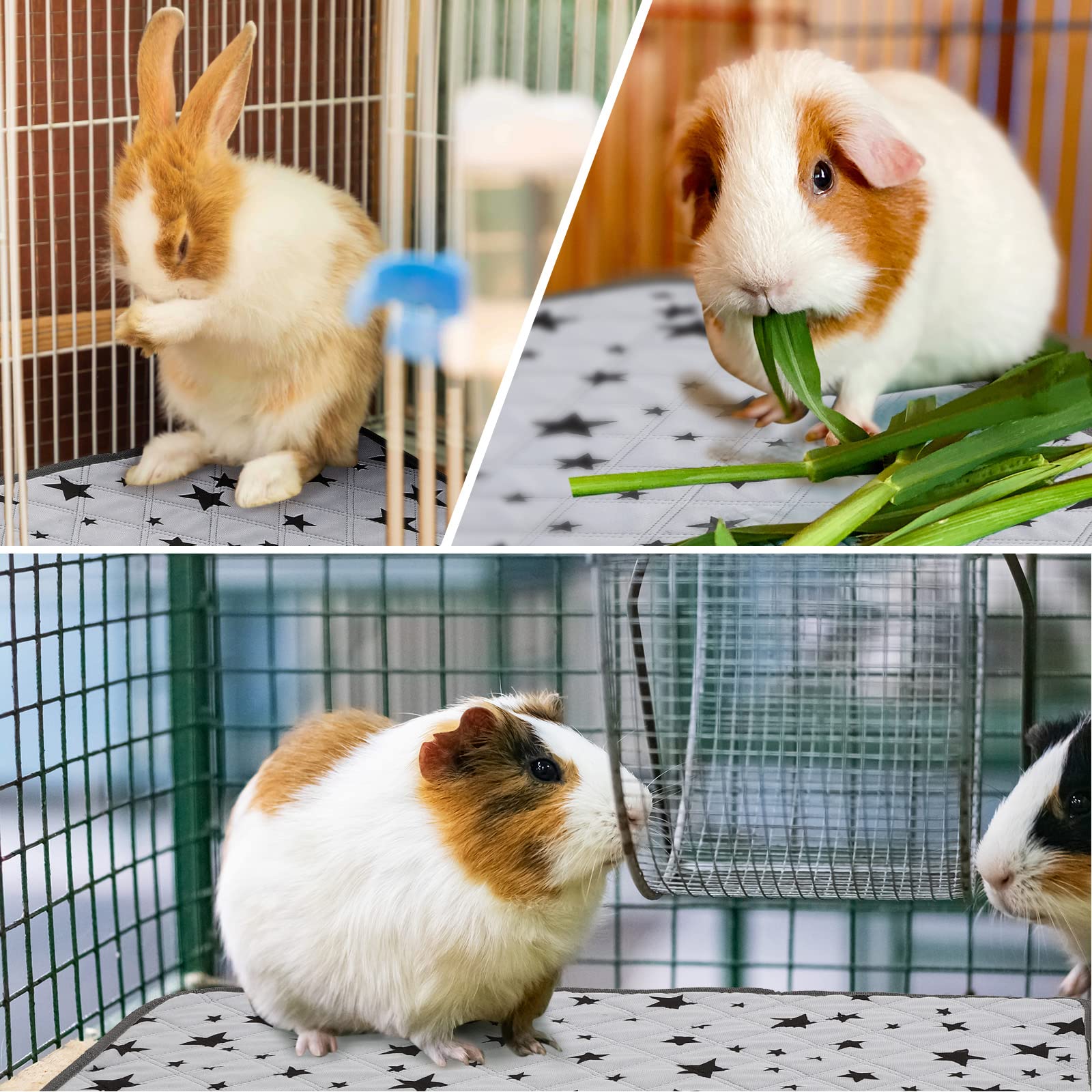 Namalu 4 Stück Meerschweinchen Käfig Einlagen Fleece Einstreu Saugfähig PIPI Pads Wiederverwendbar Rutschfeste Matte Mit Stern Muster (24 x 18 Zoll)