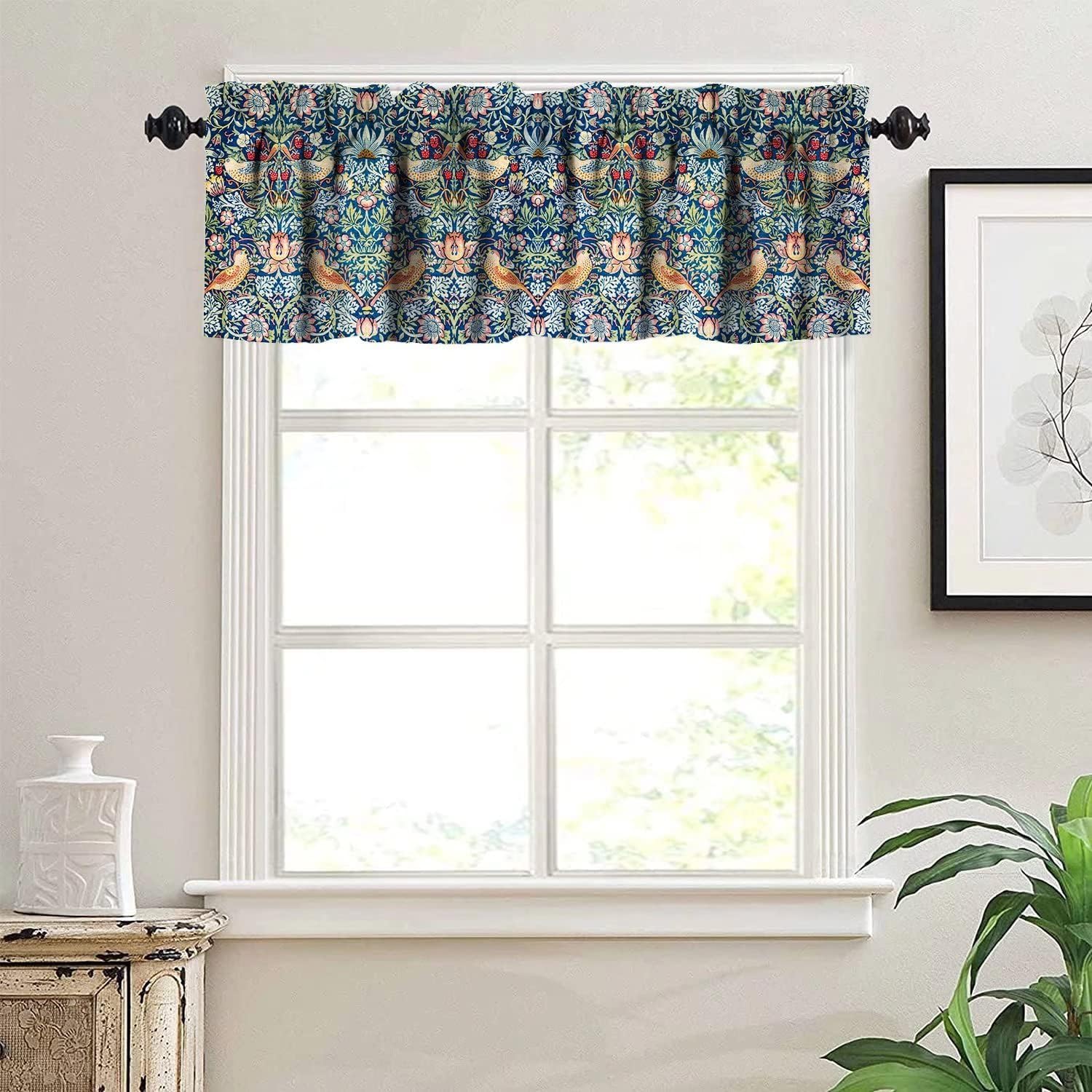 Retro Window Valance Kitchen Valances Vintage Pattern Farmhouse Pattern Curtain Valance for Bedroom Living Room Kitchen Decor 54x18