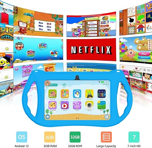 Miniatura 2 de RliyOliy Tableta para niños, tableta de 7 pulgadas para niños, tableta Android 12, 3 GB de RAM, 32 GB de ROM, tableta para niños pequeños con