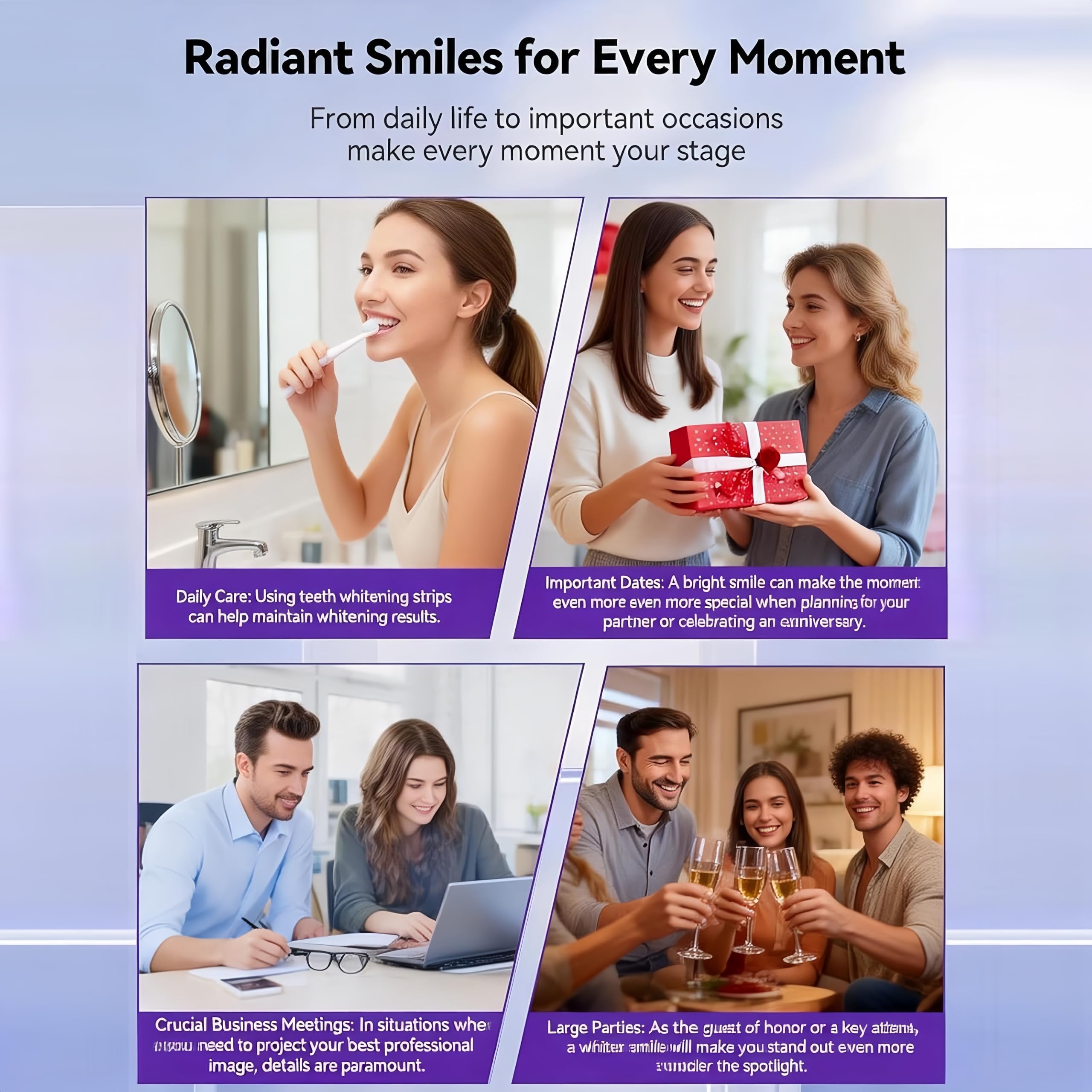 Purple Teeth Whitening Strips, Effectively Removes Surface Stains & Natural Shine28PCS（2 pieces） — view 6