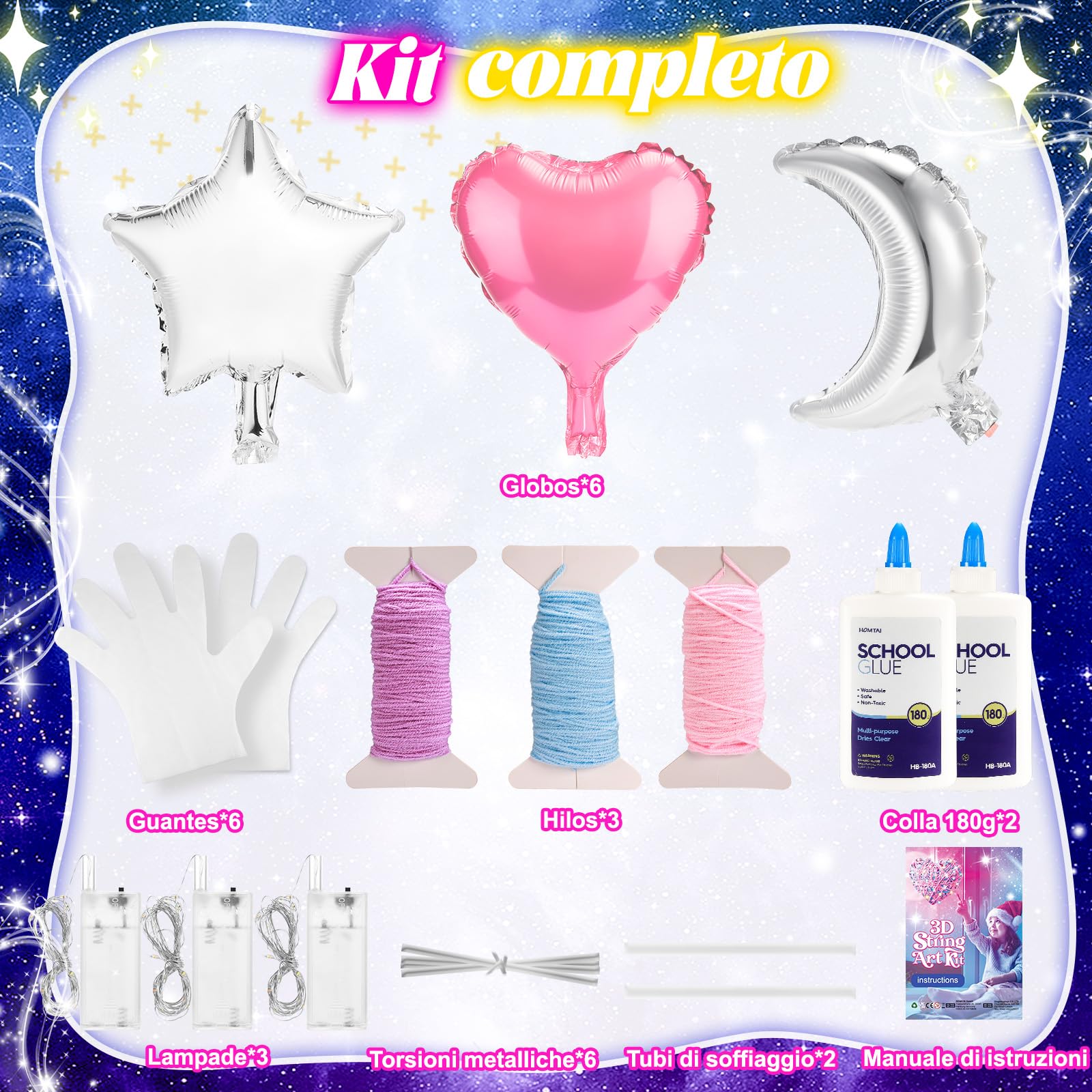 Hapikids Regalo Bambina 6 7 8 9 10 11 12 Anni, String Art Giochi Bambina 8-12 Anni Femmina Kit Fai da Te Regalo per Bambini 8-10 Anni String Art Regali di Compleanno per Bambini
