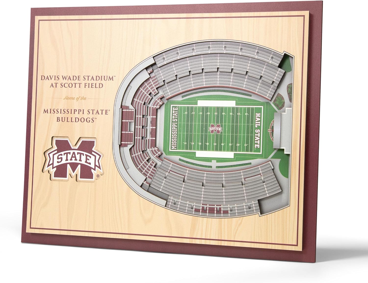 YouTheFan NCAA Mississippi State Bulldogs 5-Layer StadiumView 3D Wall Art - Davis Wade Stadium at Scott Field
