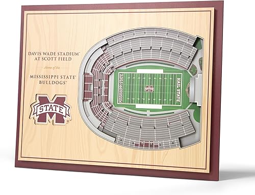 Vista 42 de YouTheFan - Póster para pared de la NCAA, vista de estadio en 3D de 5 niveles, Marrón