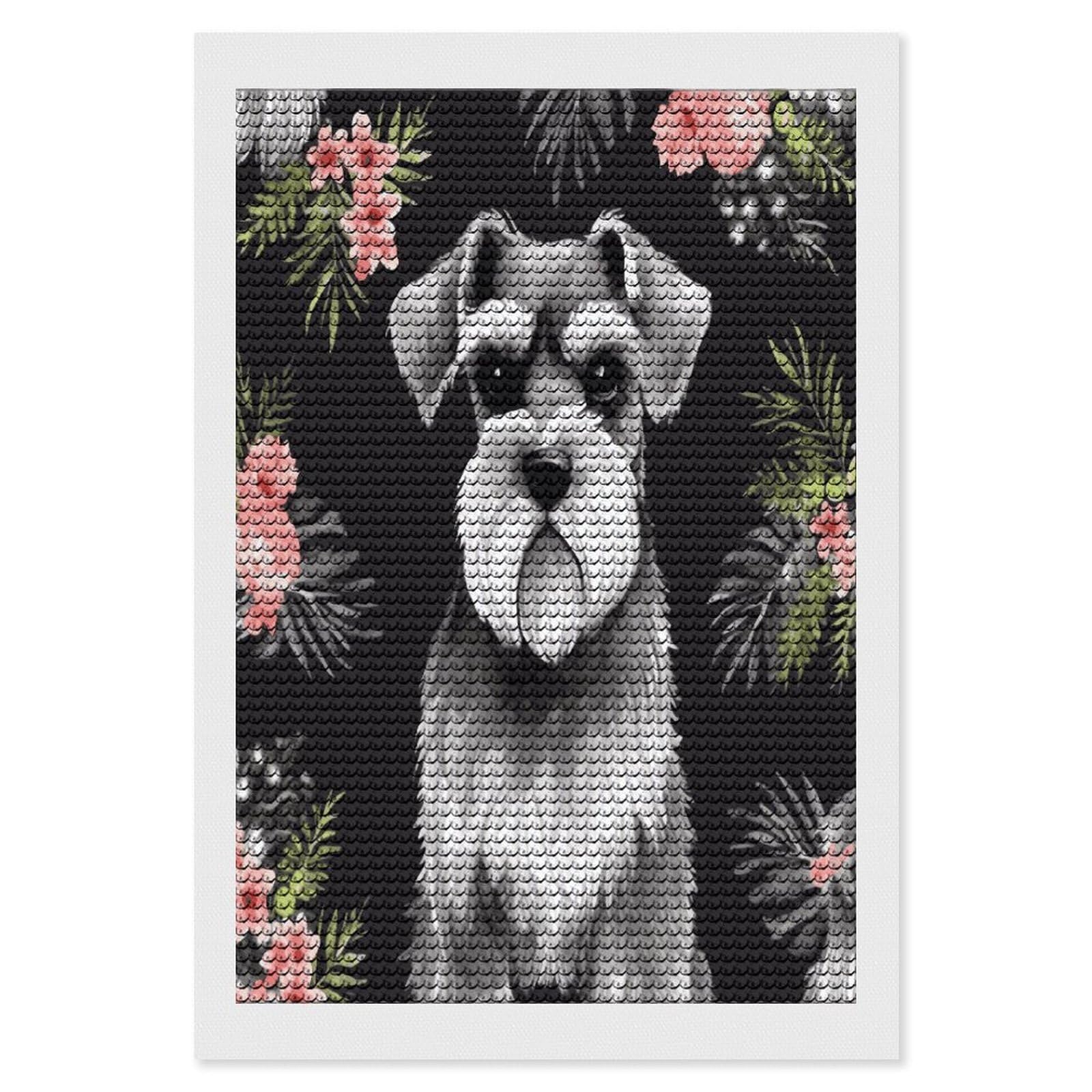 FekiLoot Schnauzer Diamond Painting Kits for Beginners DIY Diamond Art Kits for Adults Full Drill Round Diamond Dot Gem Art Painting Fun DIY Crafts for Home Kitchen Wall Decor Gift 8"x12"