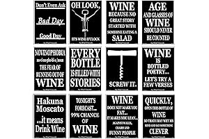 Set of 12 Black and White Funny Wine Bottle Labels