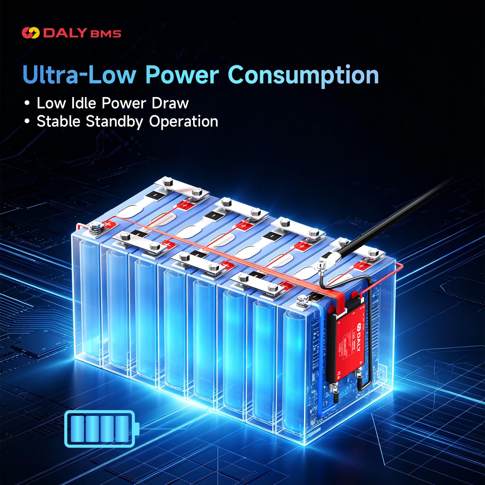 DALY BMS 12V bis 24V 40A – Integriertes Bluetooth Smart Lithium Batteriemanagementsystem für 4S – 8S Li-Ion, LiFePO4 und LTO Akkupacks