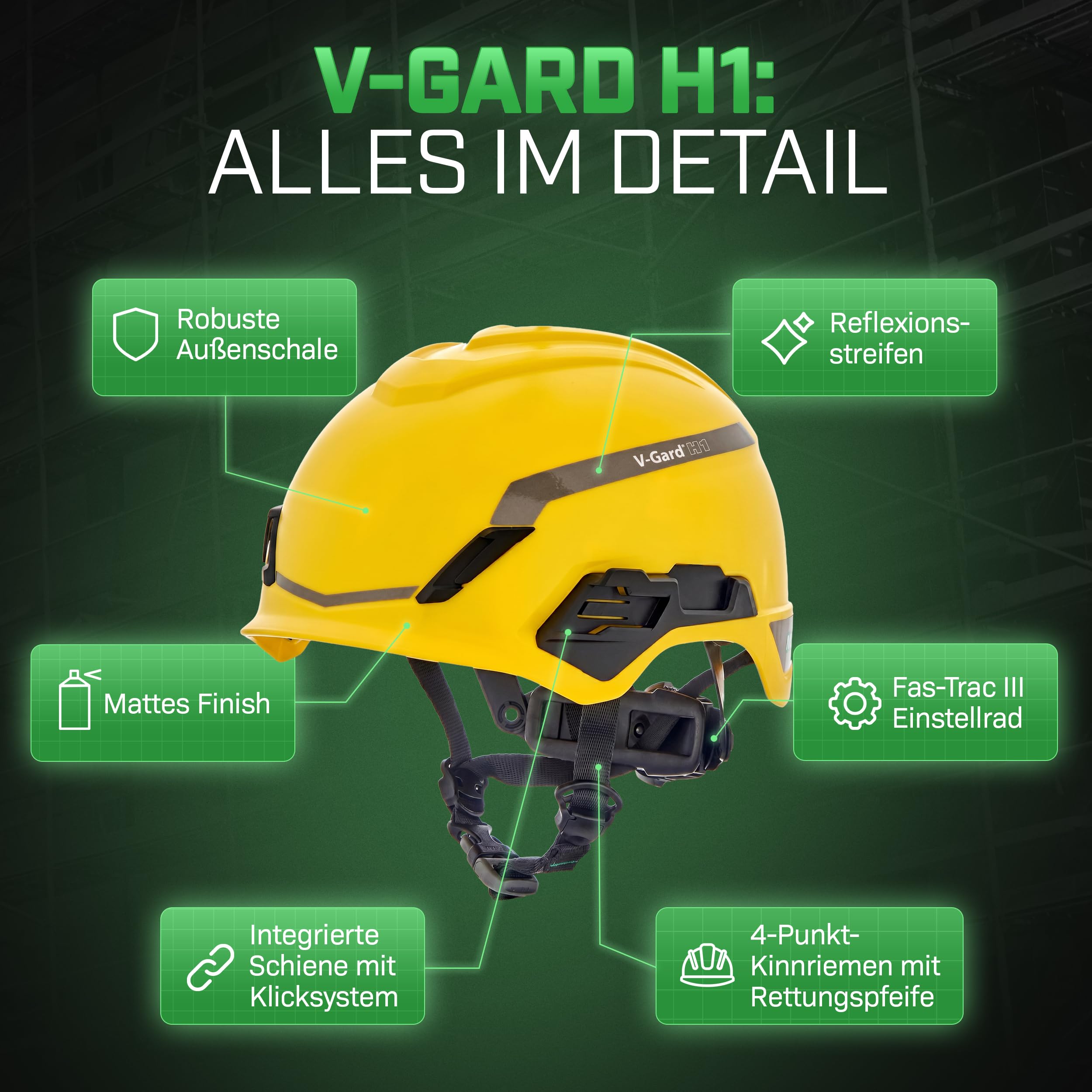 MSA V-Gard H1 Novent - Casco protettivo non ventilato per cantieri e elettricisti, conforme alla norma DIN EN 397 per il lavoro