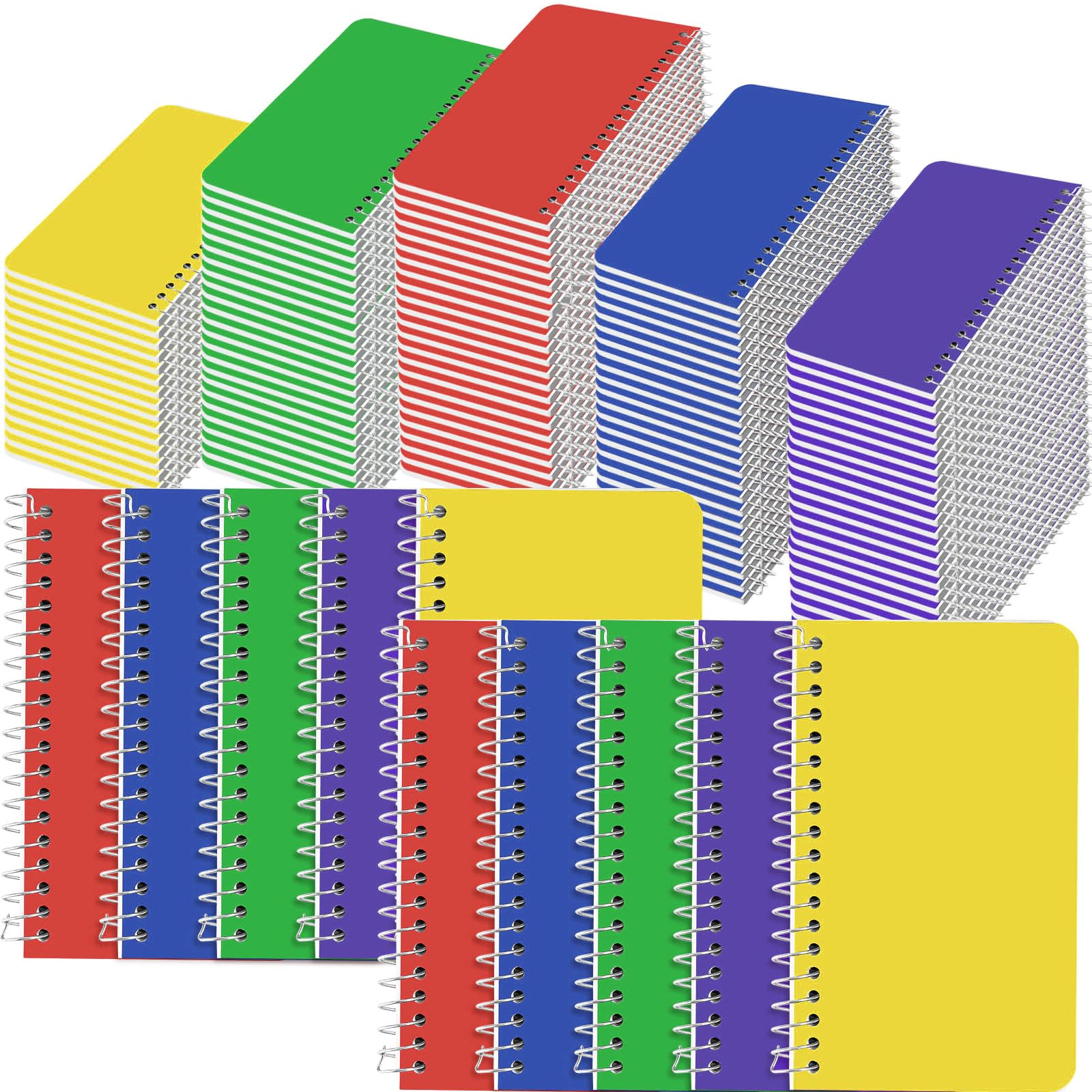 Bloc-notes à spirales lignés 7,6x12,7 cm en lot de 100 pour bureau et école