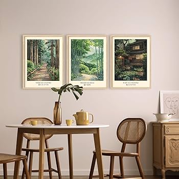 Amazon.com: Wallbuddy Japanese Landscape Poster Set of 3 - Mori No