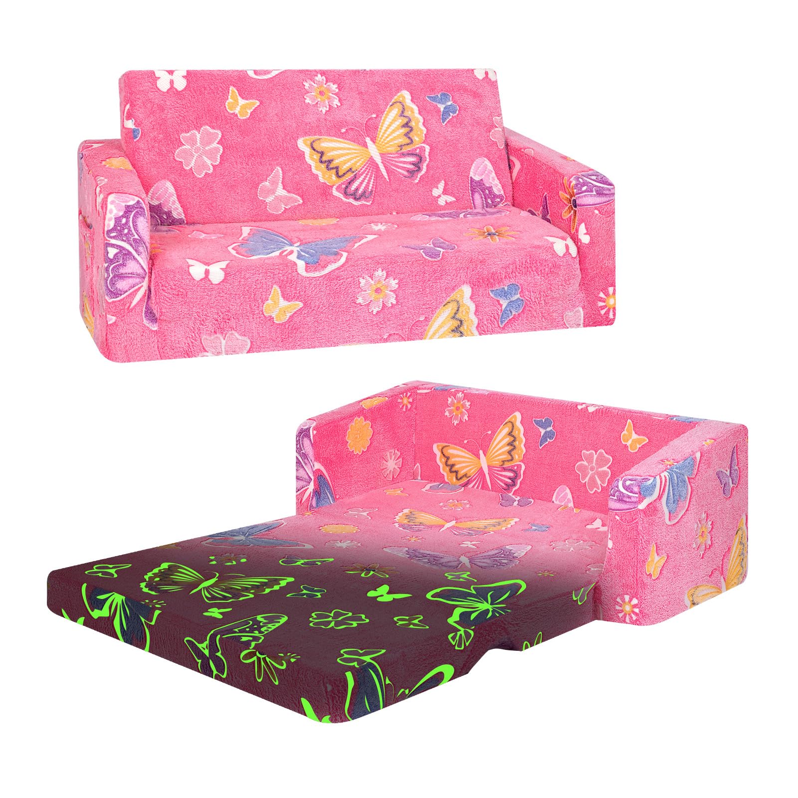 Decalsweet Kids Sofa, Extra Wide Foldable Kids Sofa Chair for Girls Boys