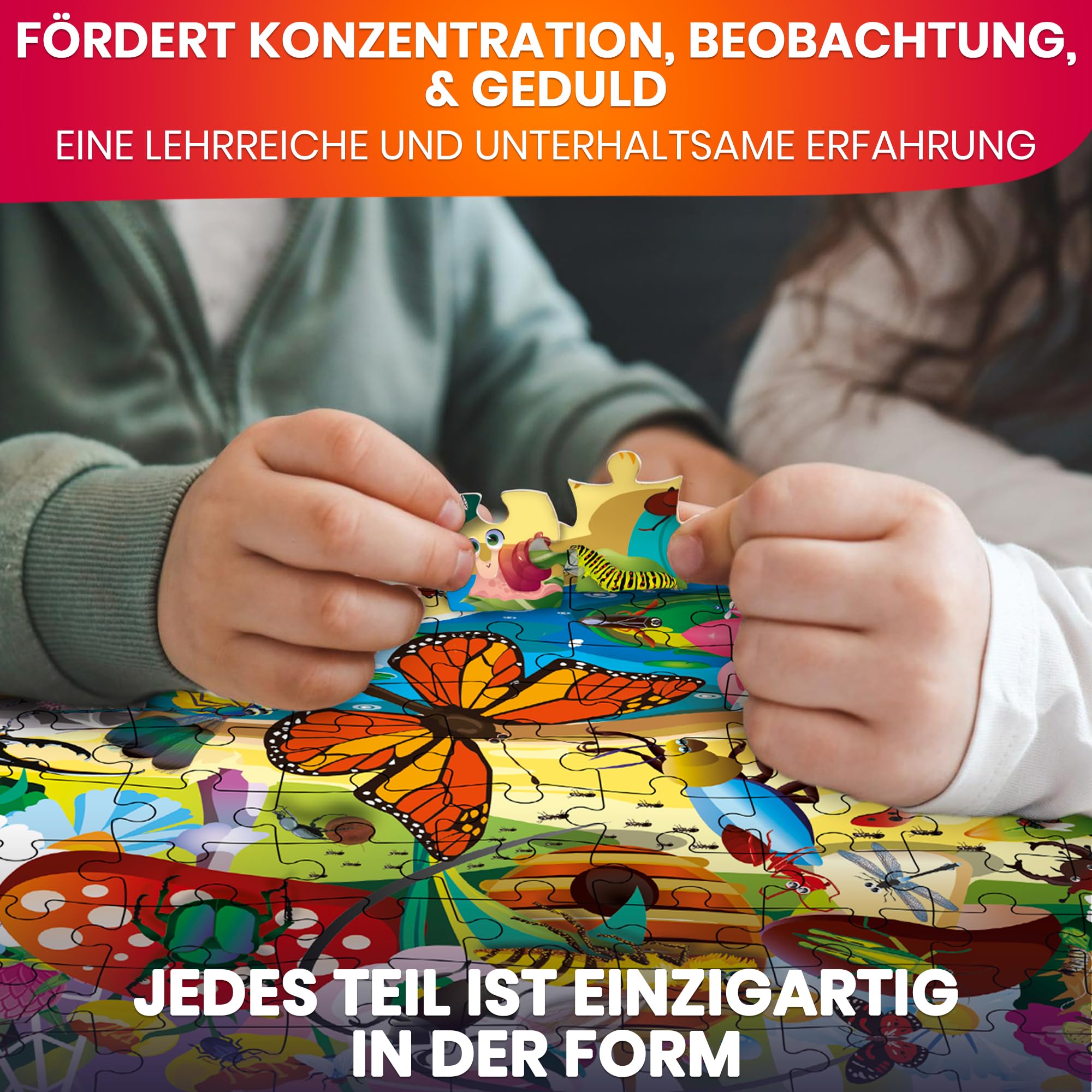 Puzzle ab 4 5 6 Jahre - 4 Set Puzzle 100 Teile von Quokka - Kinder Spiele ab 5-6 Jahre von Insekten Meeres- und Waldtieren – Geschenk für Jungen und Mädchen 7 8