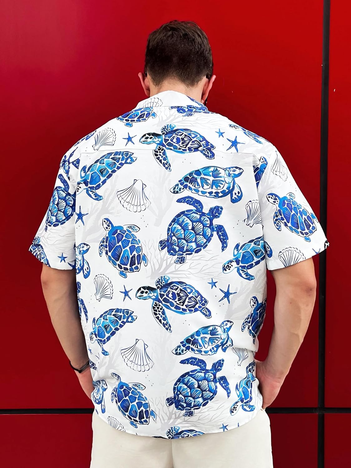 Men's Hawaiian Shirt,Ocean Print Shirt, Funny Short Sleeve Button Down,Regular Fit - Image 6