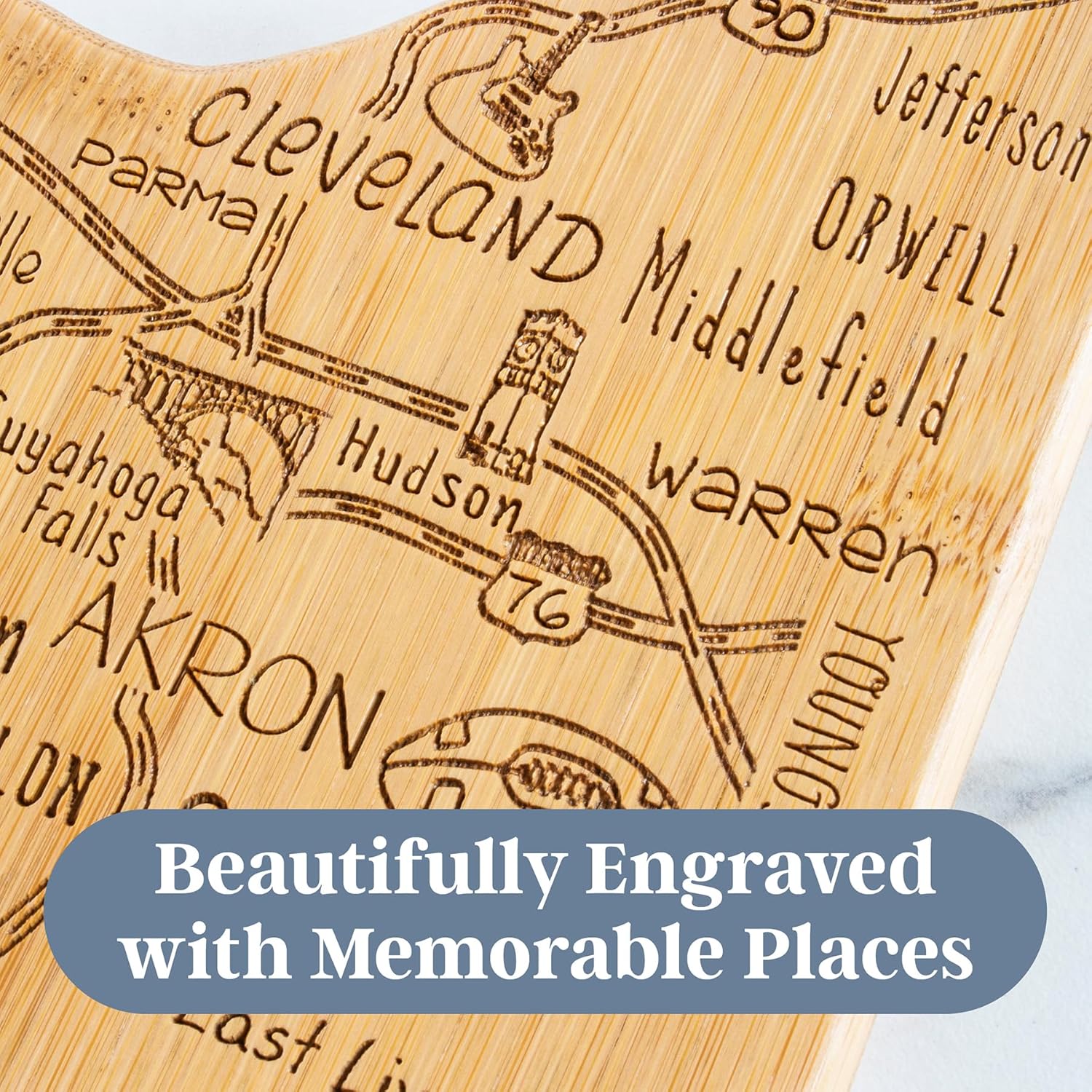 Totally Bamboo Destination Ohio State Shaped Cutting Board, Charcuterie and Cheese Serving Board – Ohio Gift for Home Décor or Everyday Kitchen Use - Image 3