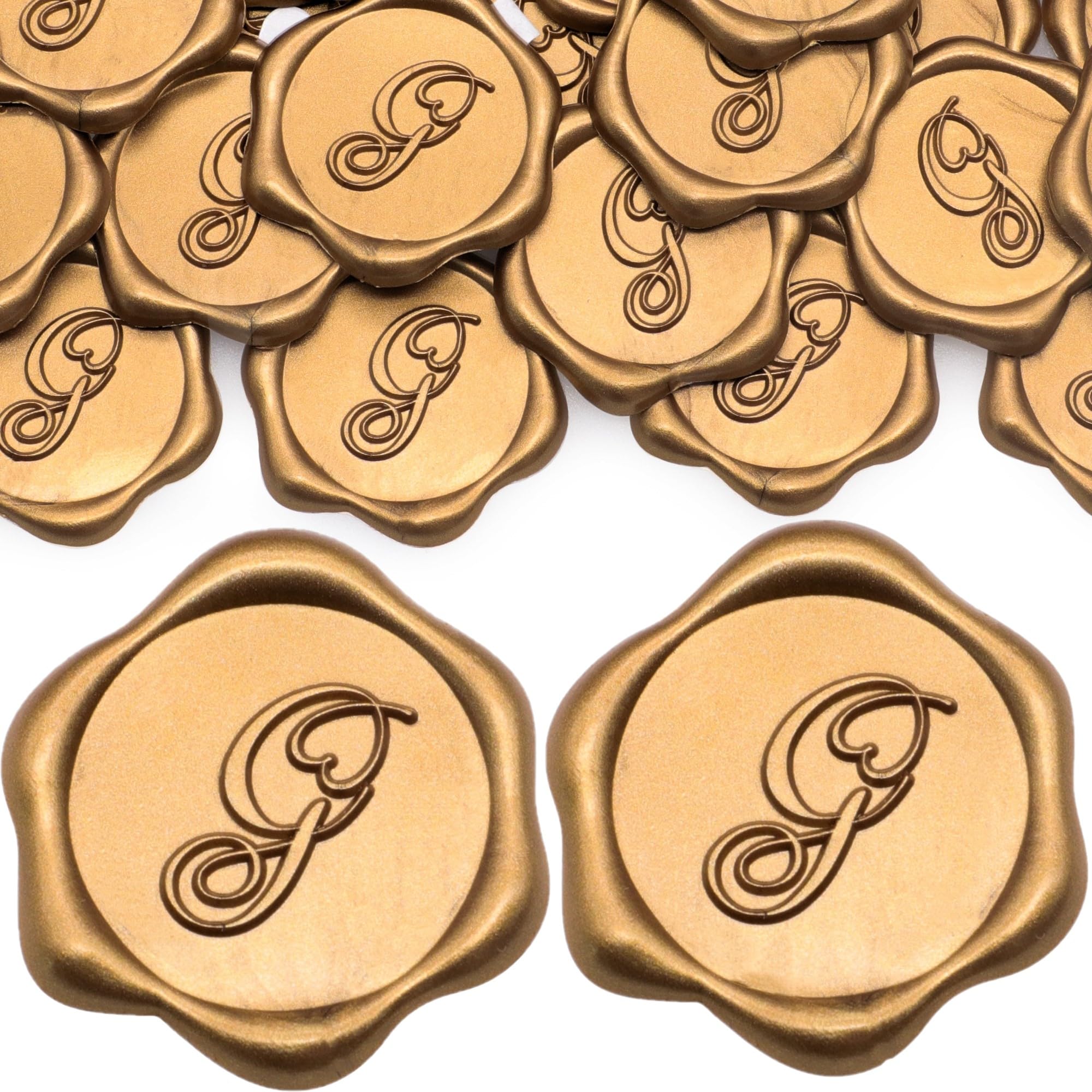 Autocollants en cire lettre G SWANGSA couleur or antique pour enveloppe de mariage x100