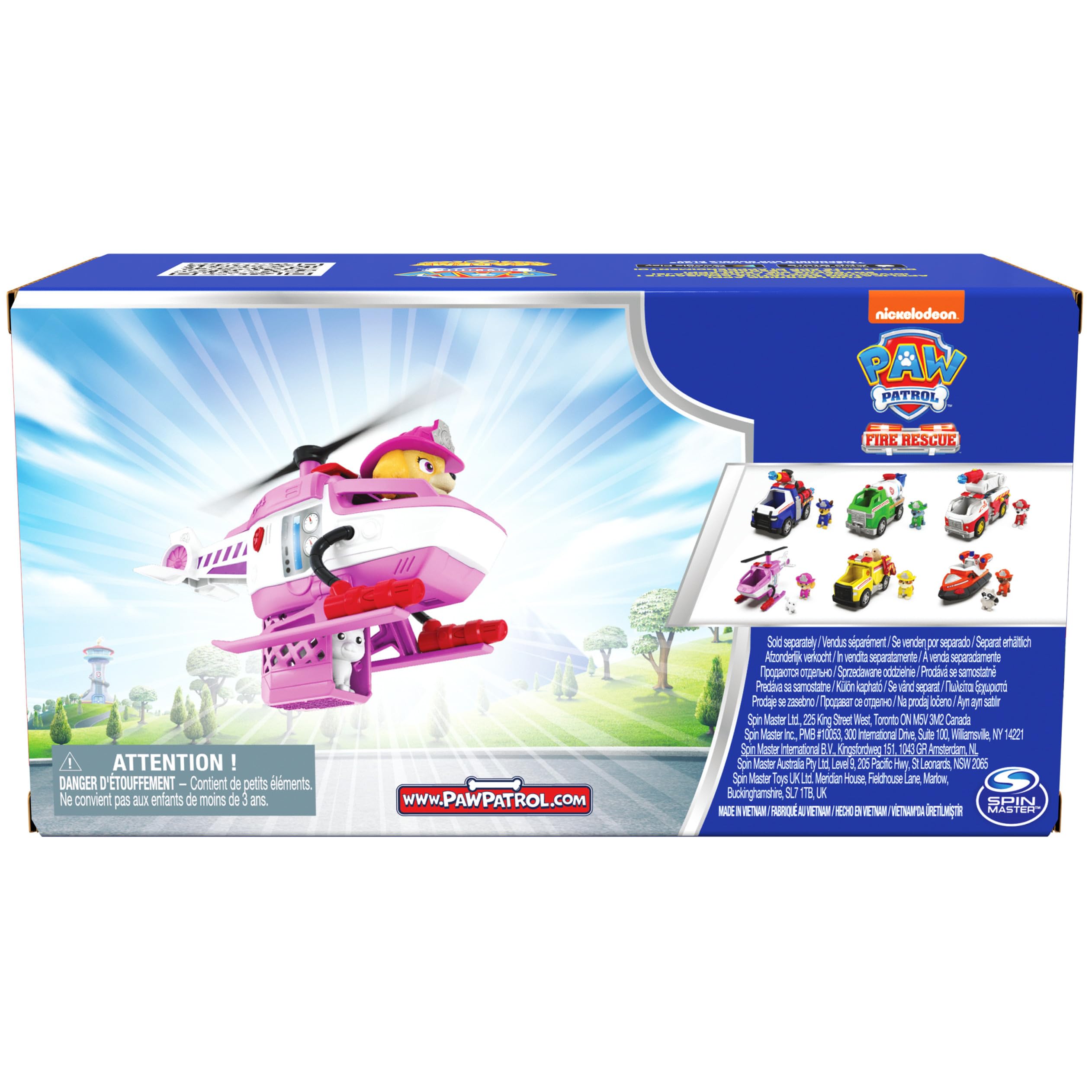 PAW Patrol Fire Rescue Skye Rescue Fire Chopper z figurką akcji, Kitty Friend i zabawkowym helikopterem, zabawka dla dzieci dla chłopców i dziewczynek od 3 lat