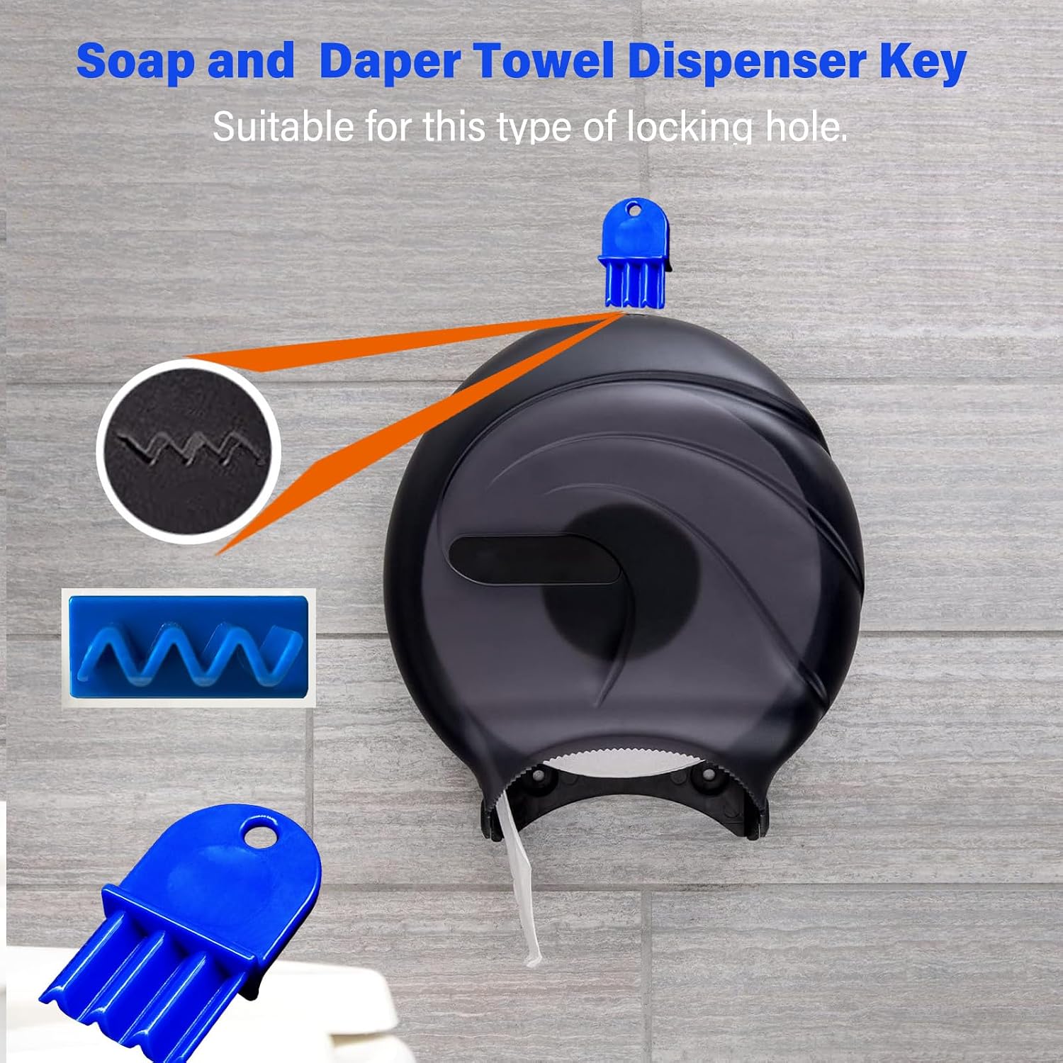 Universal Dispenser Key for Paper Towel and Toilet Paper Dispensers, Pack 3