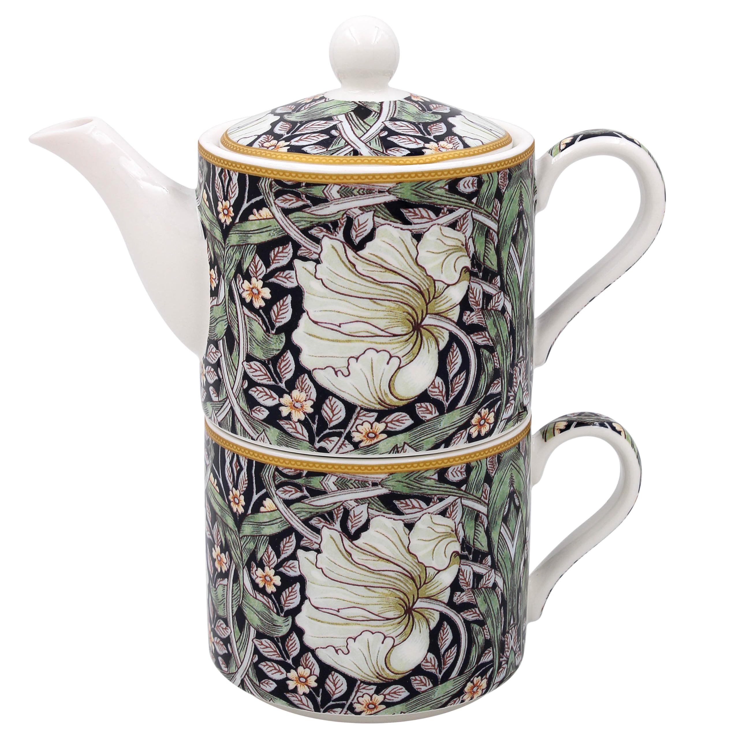 The Leonardo Collection William Morris Fruits Tazza per bevande calde, in porcellana fine, stampata, per cucina e casa, tazze da tè e caffè riutilizzabili per ogni occasione e tutti i tipi di