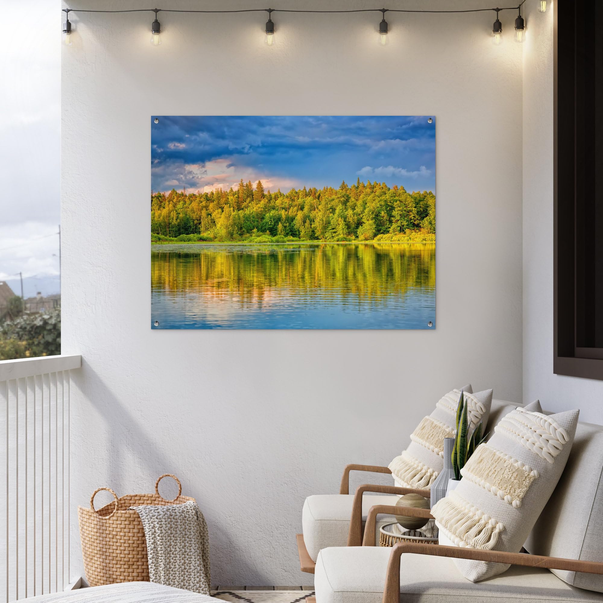 MuchoWow© Gartenposter Outdoor Bilder Gartendeko für draußen Wetterfest | 120x90 cm - Garten Deko Banner Draußen Gartendekoration Bild Wasser - Natur - Wald