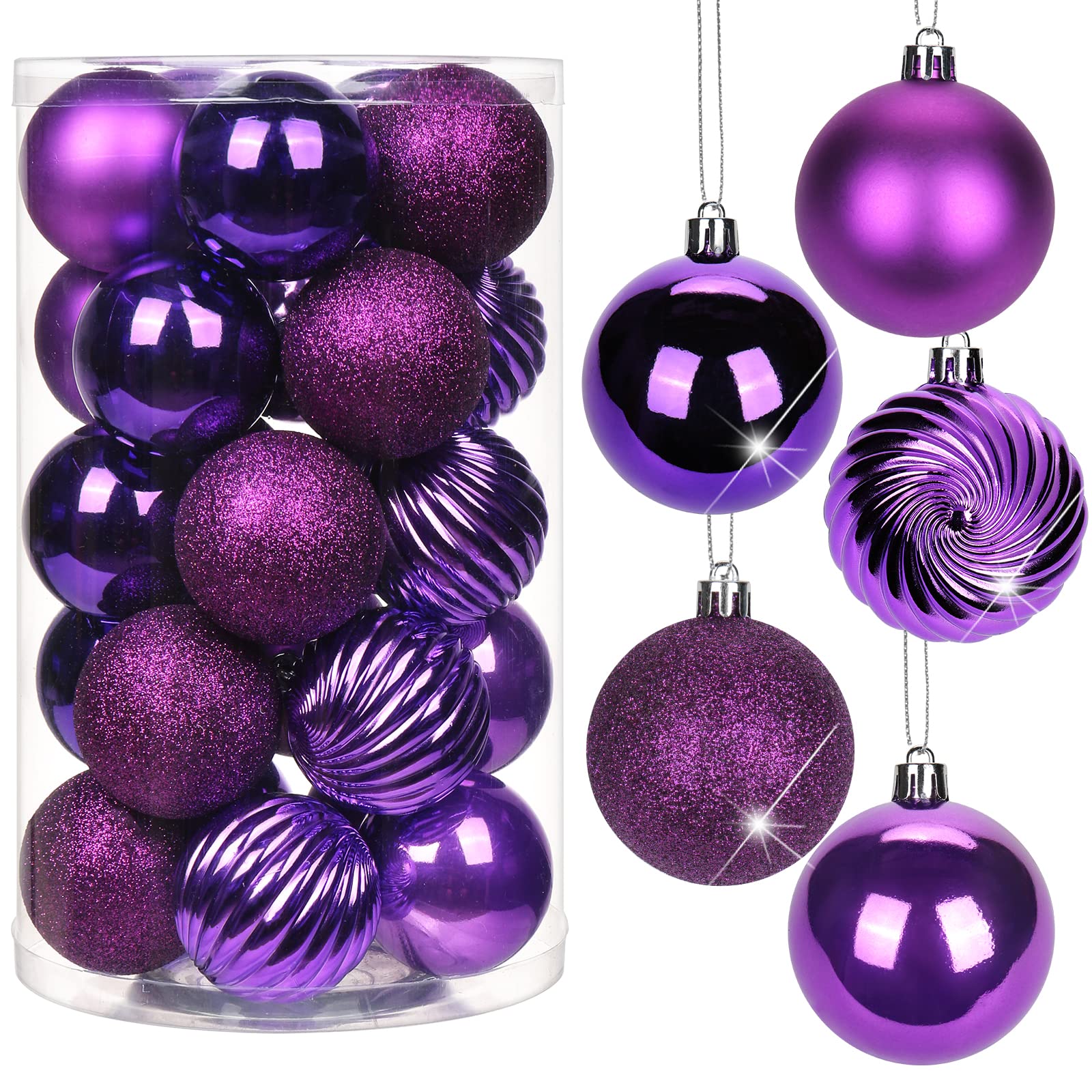 6CM Weihnachtsdeko Weihnachtskugeln, 25 Stücke Bruchsiche Christbaumkugeln Ornamente Weihnachtsbaumschmuck für Weihnachtsbaum Christbaumkugeln Weihnachtsdekoration Kugeln