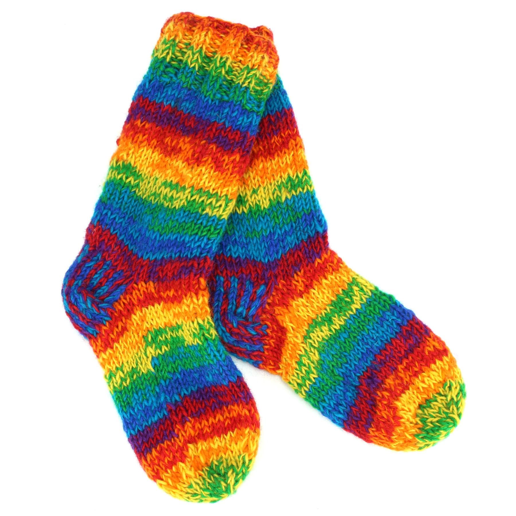 Loudelephant Unisex Sd Shredded Rainbow Hand Knitted Wool Slipper Socks Lined