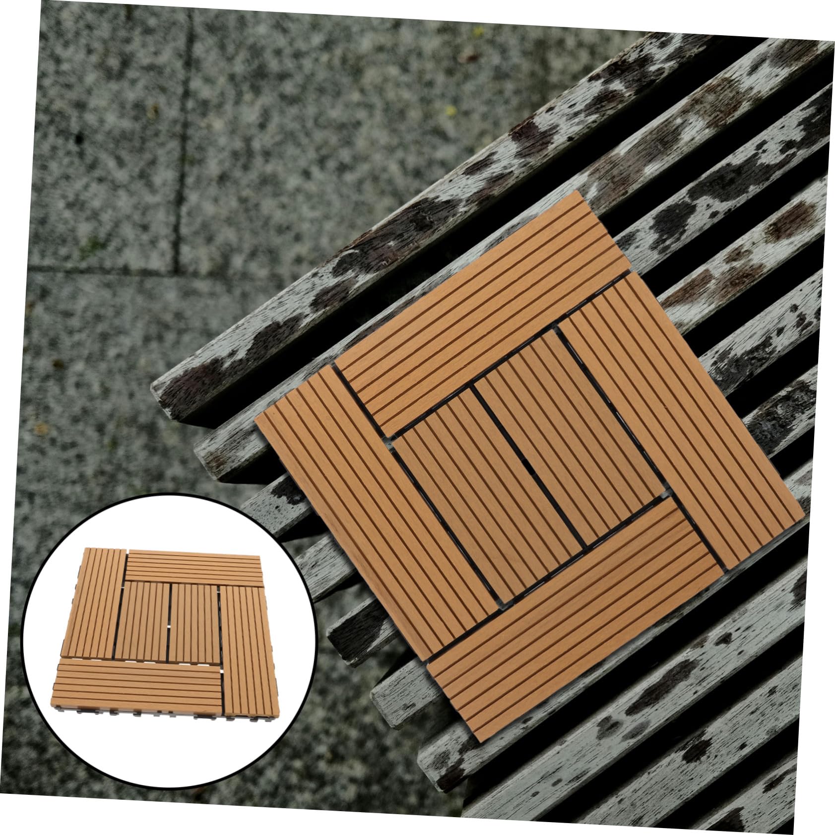 SHINEOFI Dalles de Terrasse Plastique Anti-dérapantes pour Extérieur Clipsables et Résistantes Aux Intempéries Revêtement Sol Balcon et Jardin Entretien Facile