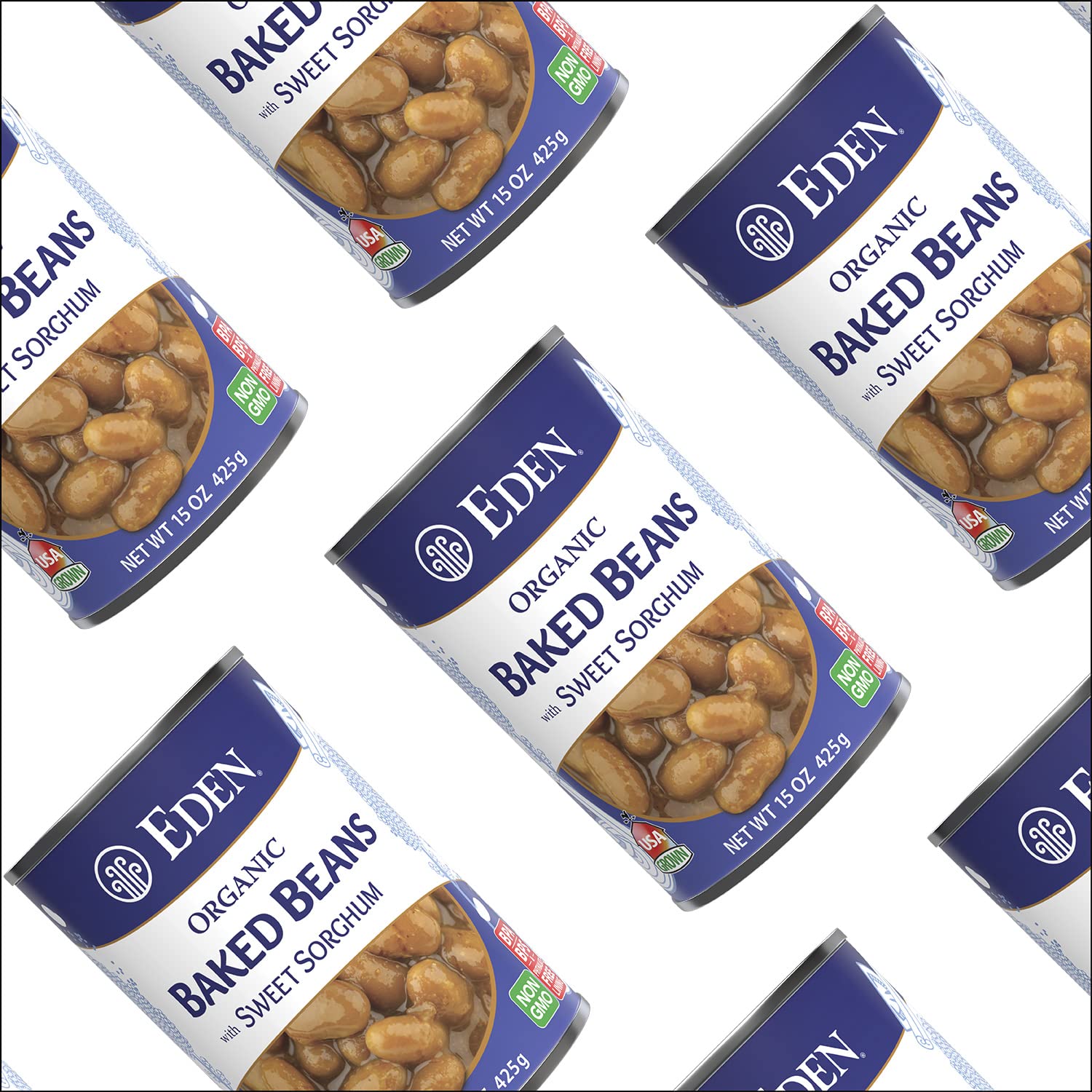 Eden Organic Baked Beans with Sorghum, Mustard, and Spices, Navy, 15 oz (12-Pack)