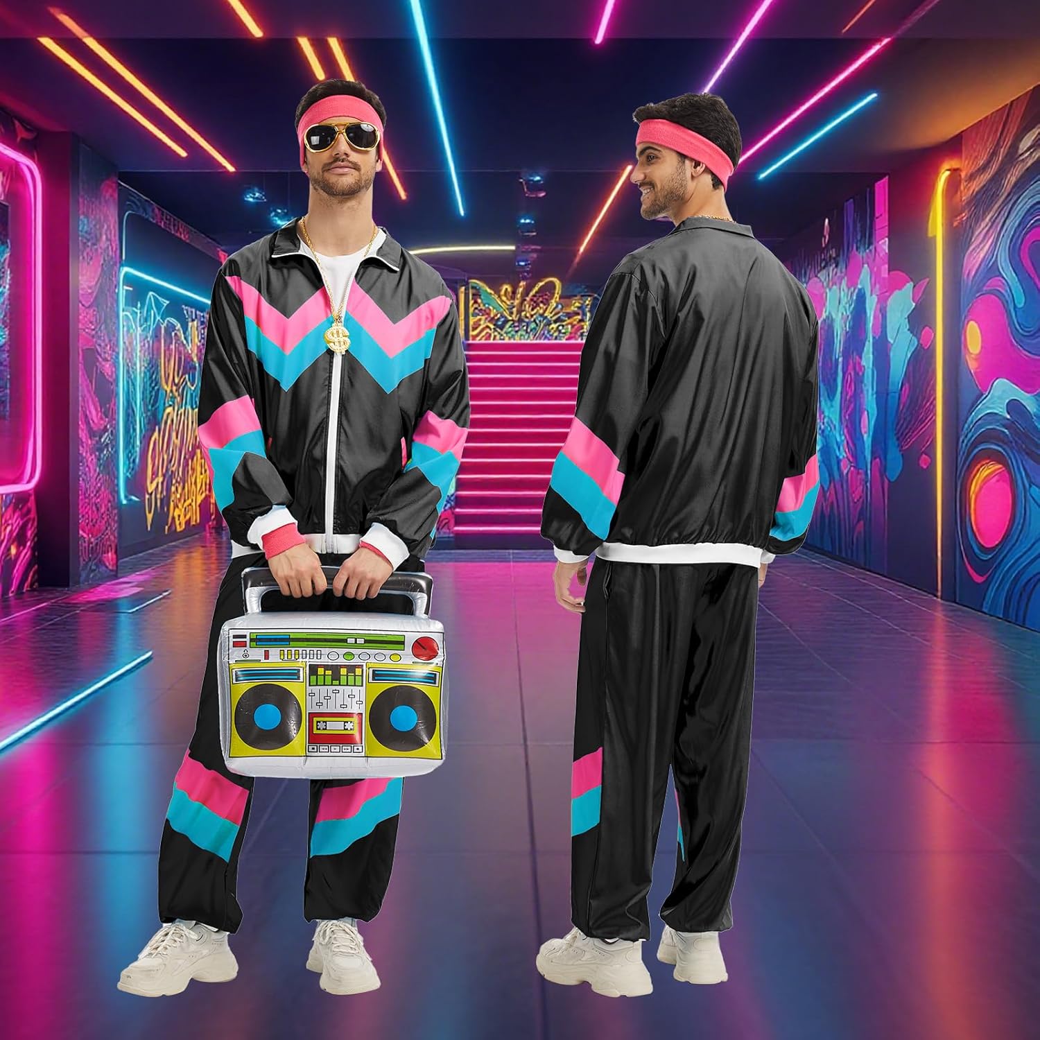 80s Tracksuit for Men Women,80s 90s Outfits Fashion Retro Tracksuit for Halloween Carnival Party - Image 5