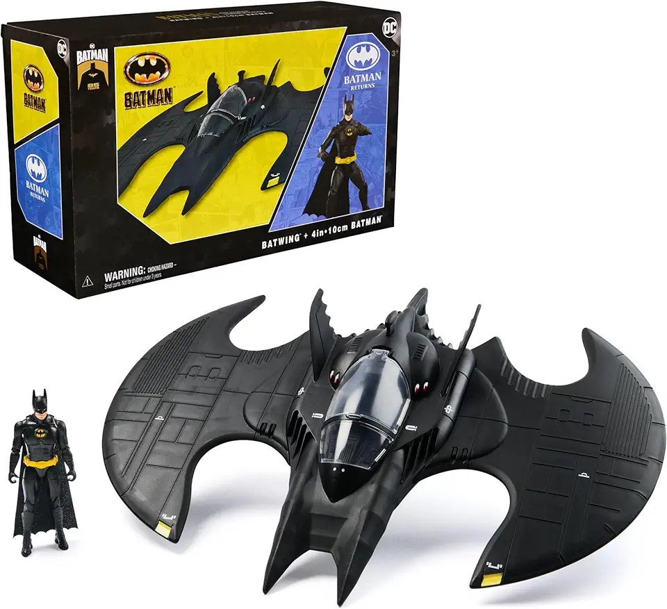DC Comics Batman, Batwing and 4-inch Batman Figure Set, 1992 Batman Returns Limited Edition 85th Anniversary Collectible Kids Toys for Boys Ages 3 and Up