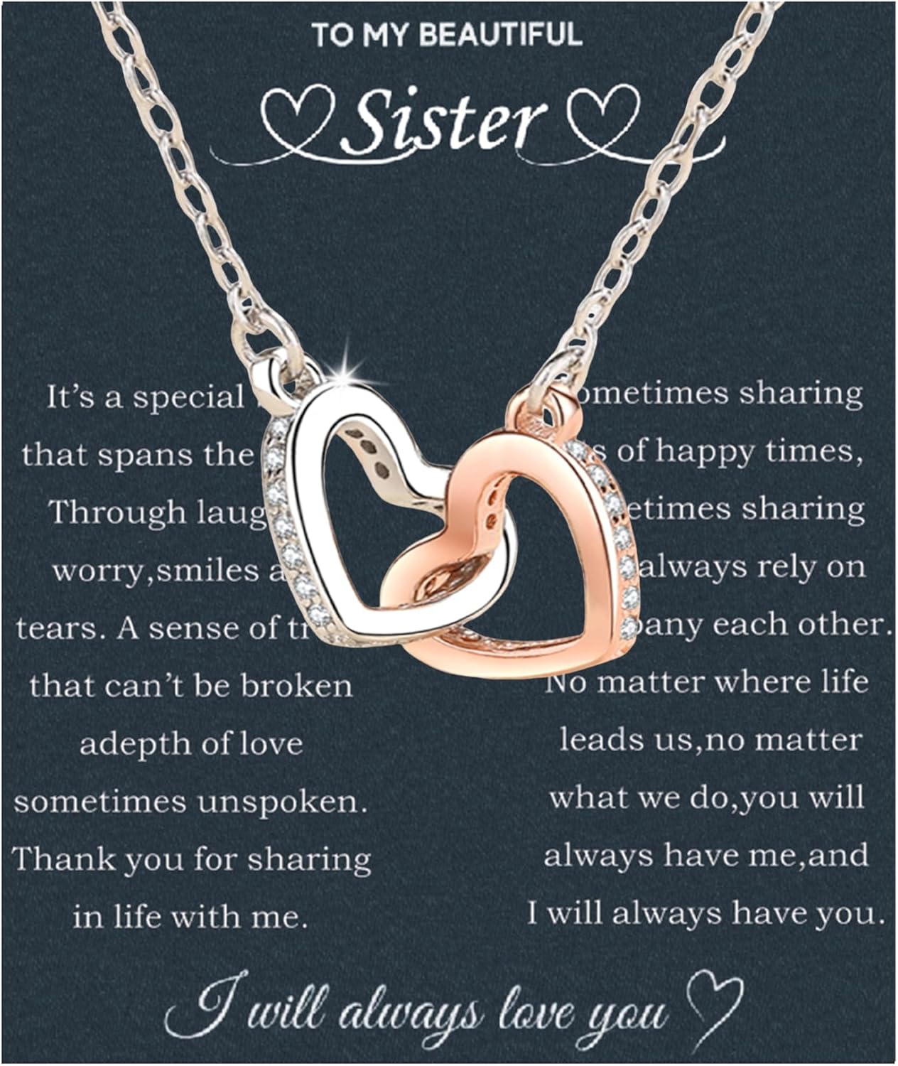 Sister Gifts From Sister Necklaces For 2 Big Sister Little Sister Birthday Gifts 925 Sterling Silver Christmas Gifts With Message Card &Gift Box