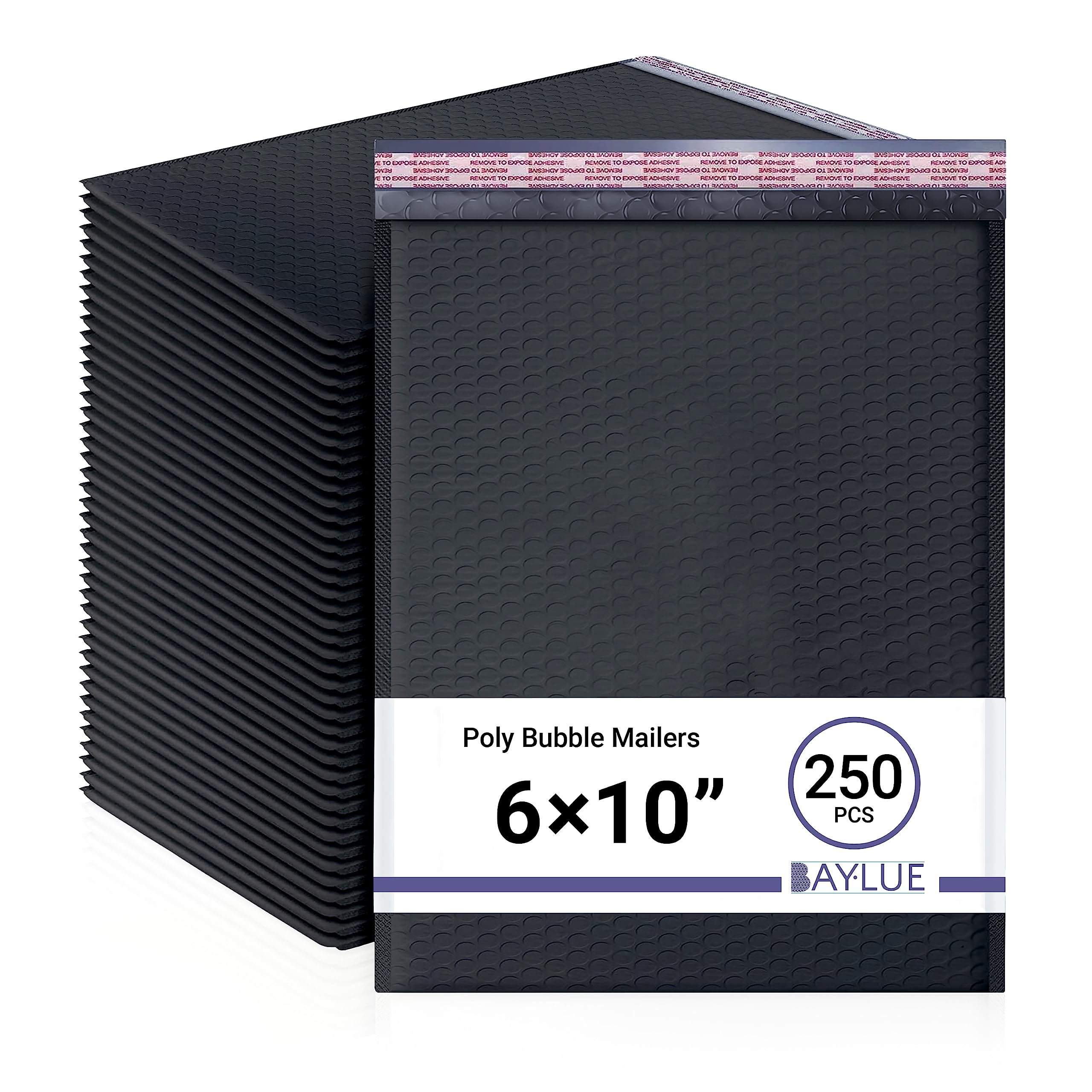 BAYLUE Black Poly Bubble Mailer #0 250 Pack