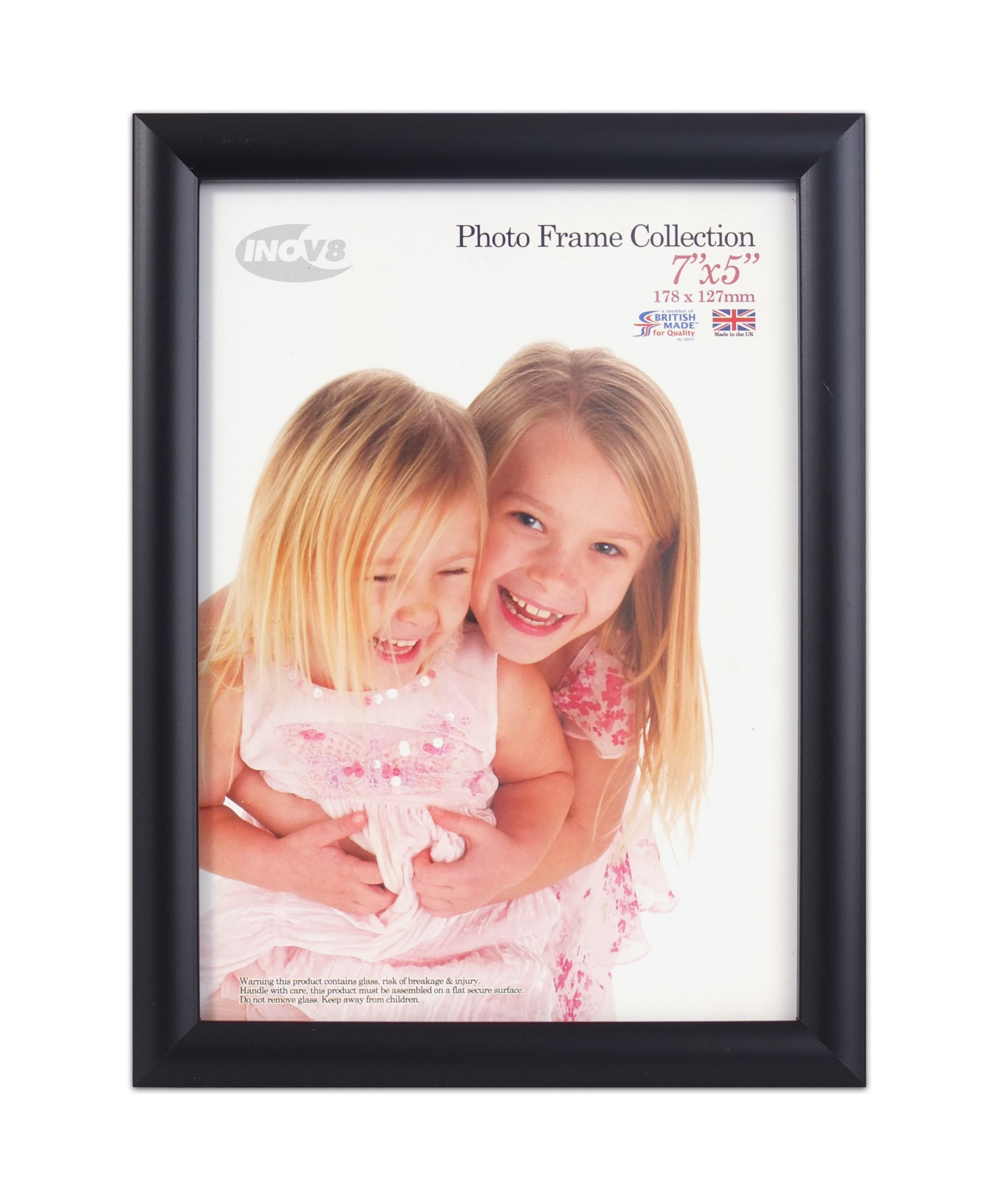 Inov8 7 x 5-Inch British Made Traditional Picture/Photo Frame, Value Black, PFVS-VBLK-75