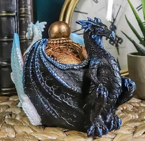 Miniatura 9 de Ebros Gift Noche y día contrastando dragones duales custodiando celta Trinidad Knotwork Caldero decorativo joyero estatua medieval alada alquimia