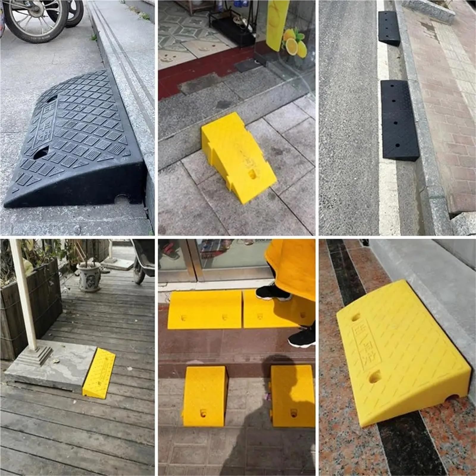 Wohnmobil Radkeil Auto-Einfahrtsrampen-Set, 7/11/13 cm Höhe, Rutschfester Unterlegkeil, robuste Schwellenrampen for die Fahrzeugwartung(Yellow-25x27x13cm)