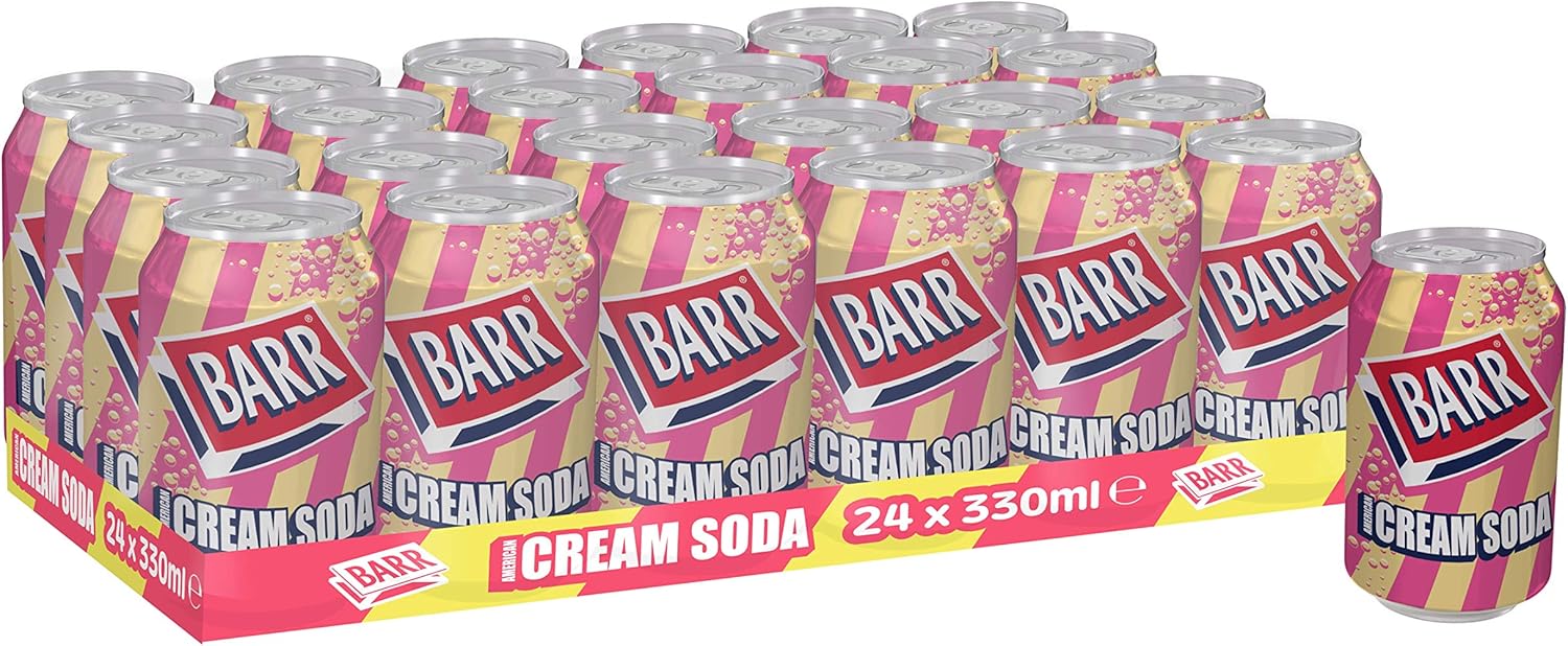 BARR American Cream Soda 24 x 330ml Cans A Fizzy Drink for Everyone