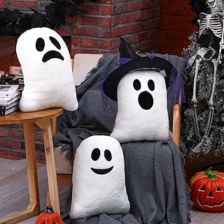 3 Pcs Halloween Pillows Cute Ghost Shaped Pillow Halloween Decorative Throw Pillow 15.7'' Stuffed Ghost Fluffy Plush Pillow Soft Cute Throw Pillow for Halloween Home Party Decor Gift (Funny)